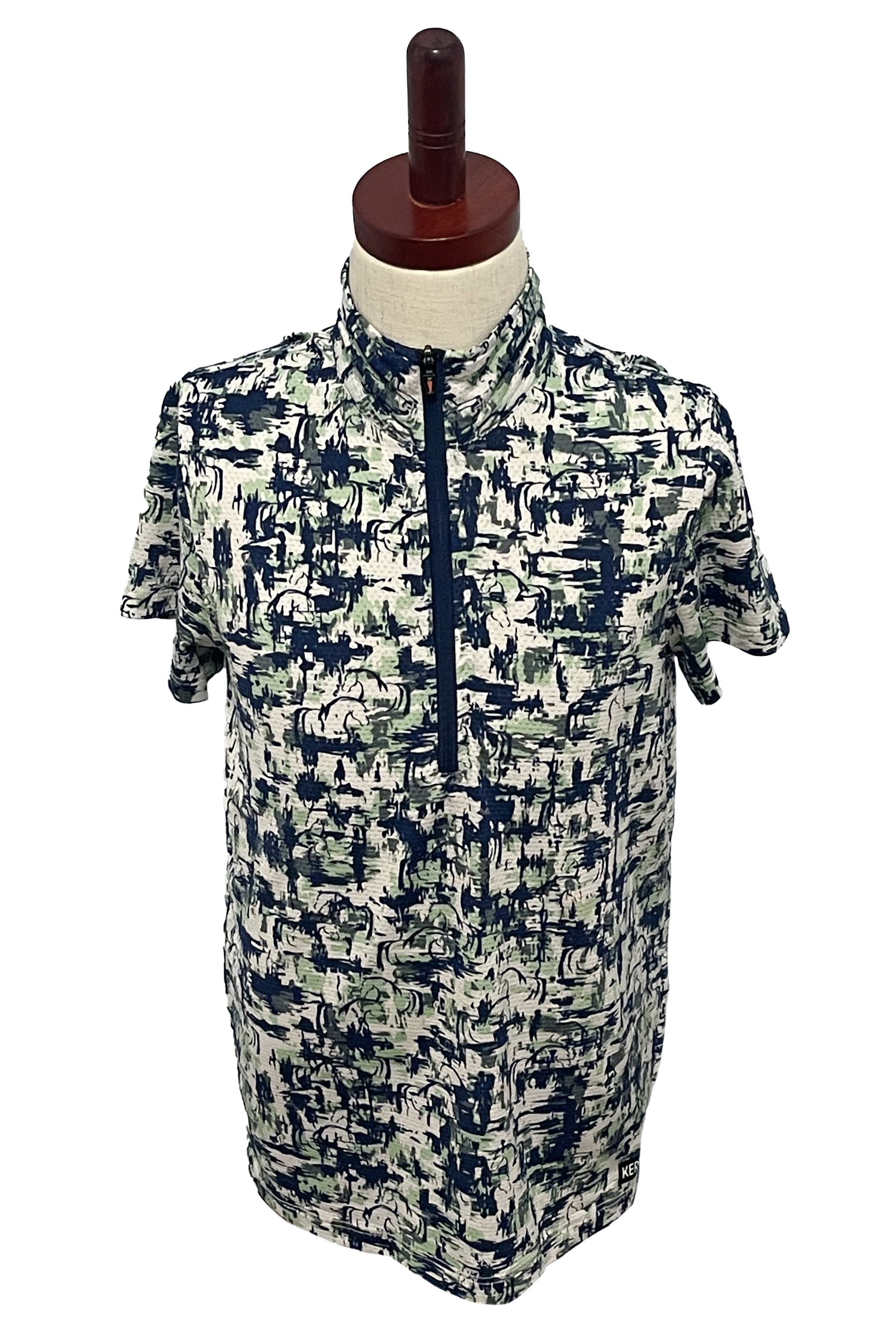Kerrits Icefil Short Sleeve 1/4 Zip In Navy Print - Kids Medium