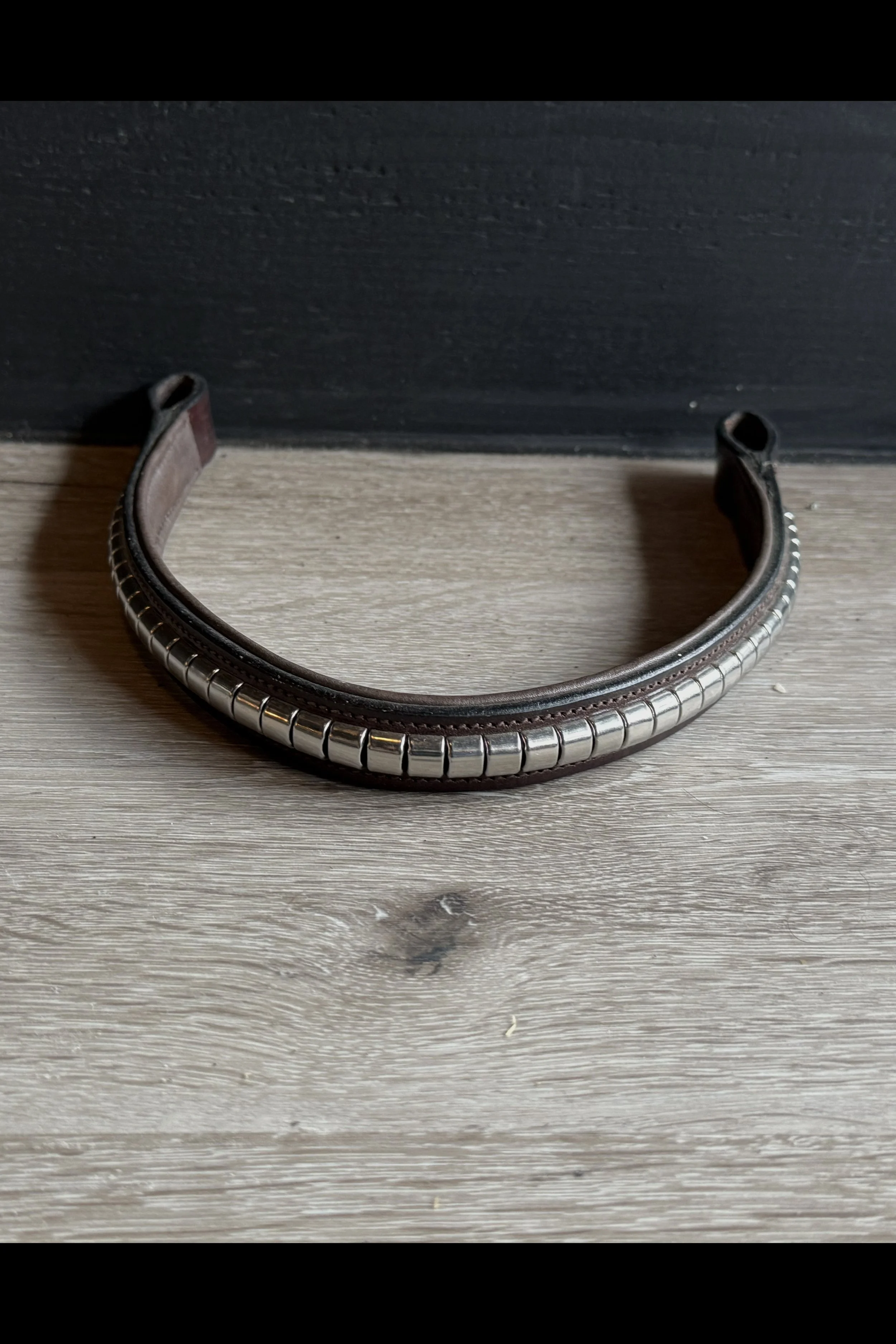 Clincher Browband In Brown & Silver - Full