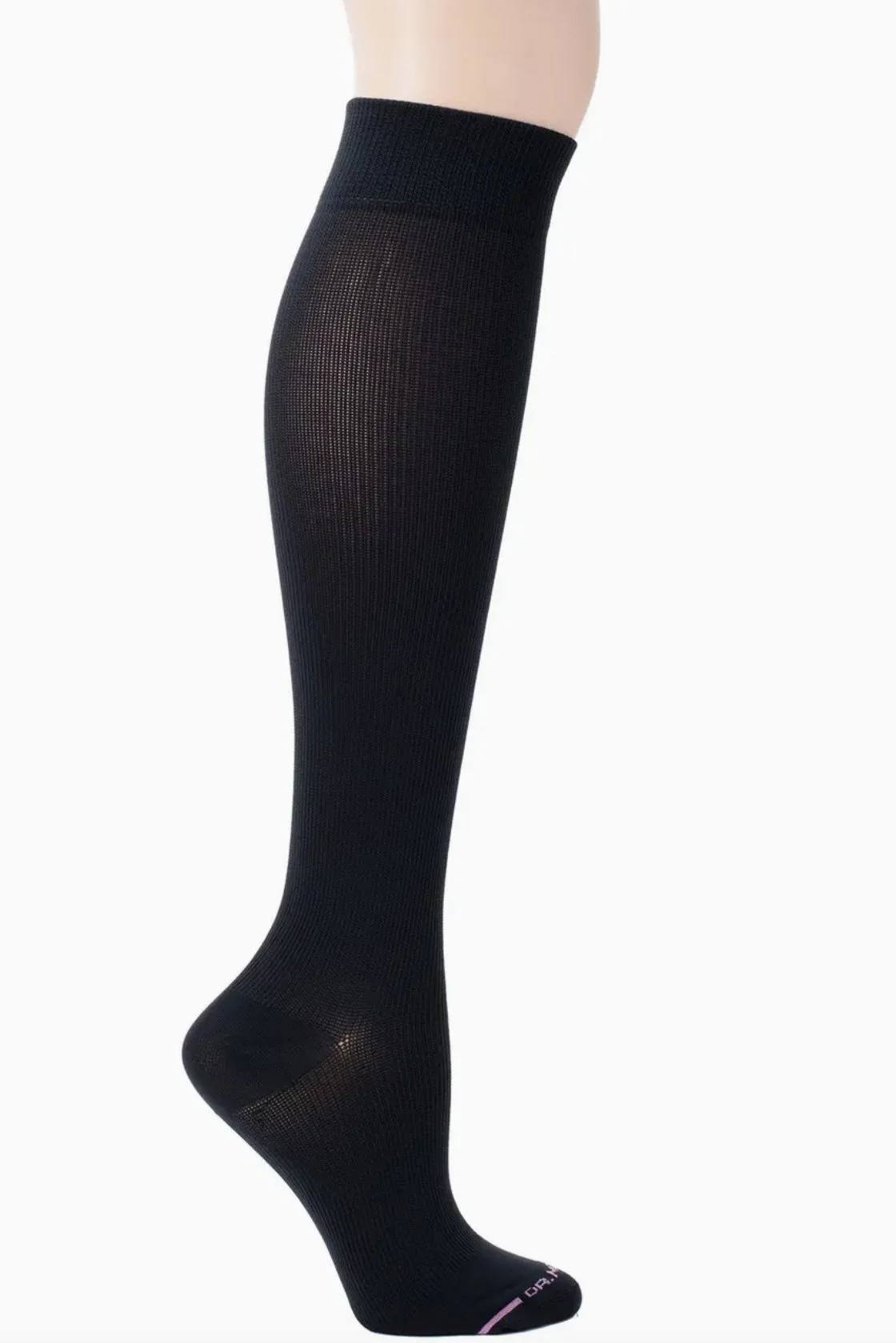 Dr Motion Nylon Basic Knee-High Moderate Compression Socks In Black