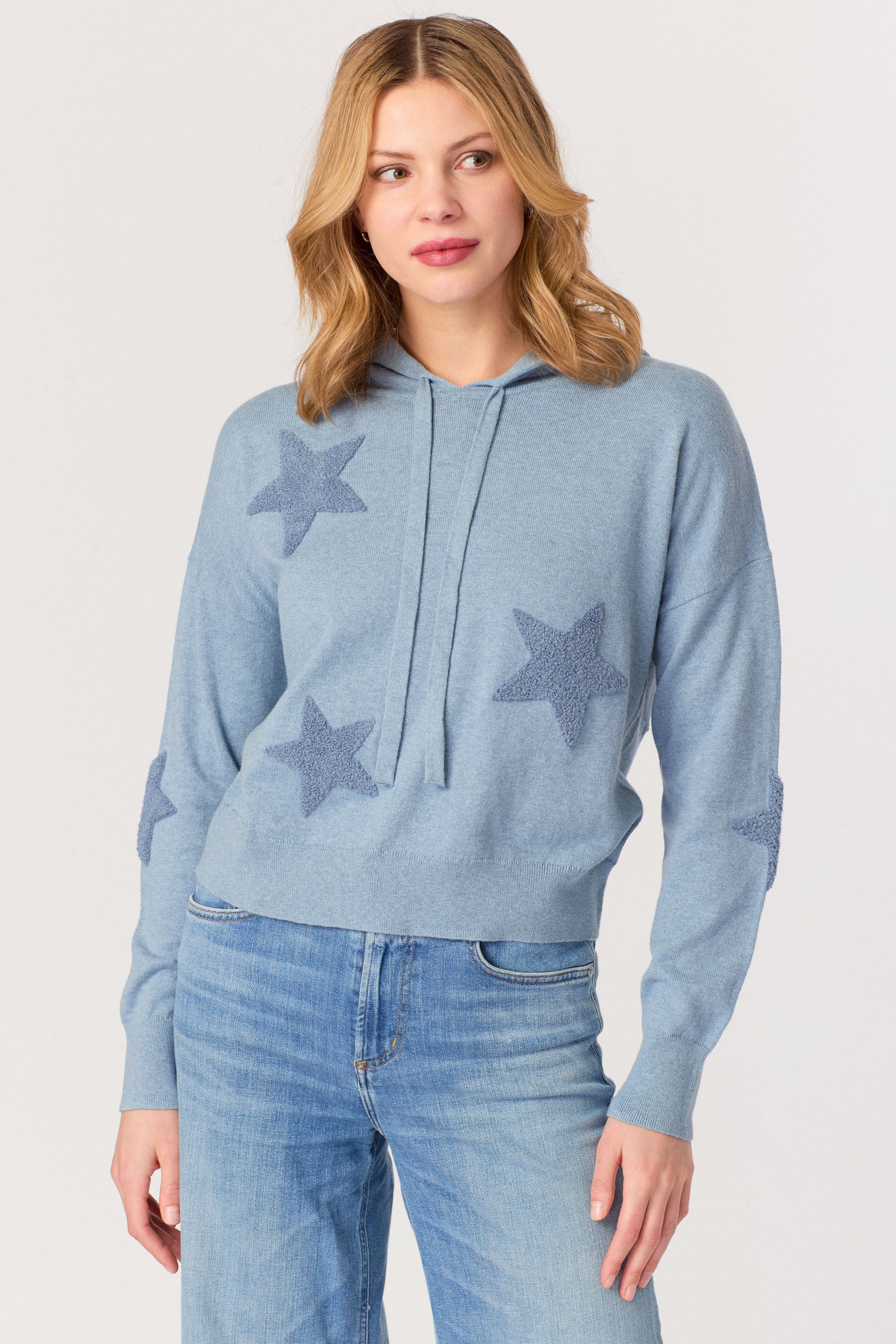 J Society Star Knit Hoodie In Denim