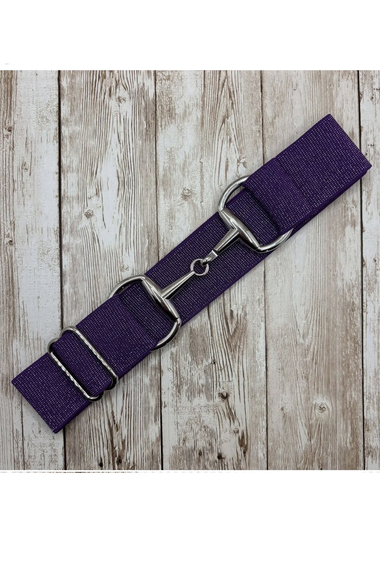 Benny Bows 1.5" Equestrian Elastic Bit Buckle Belt - Purple Sparkle