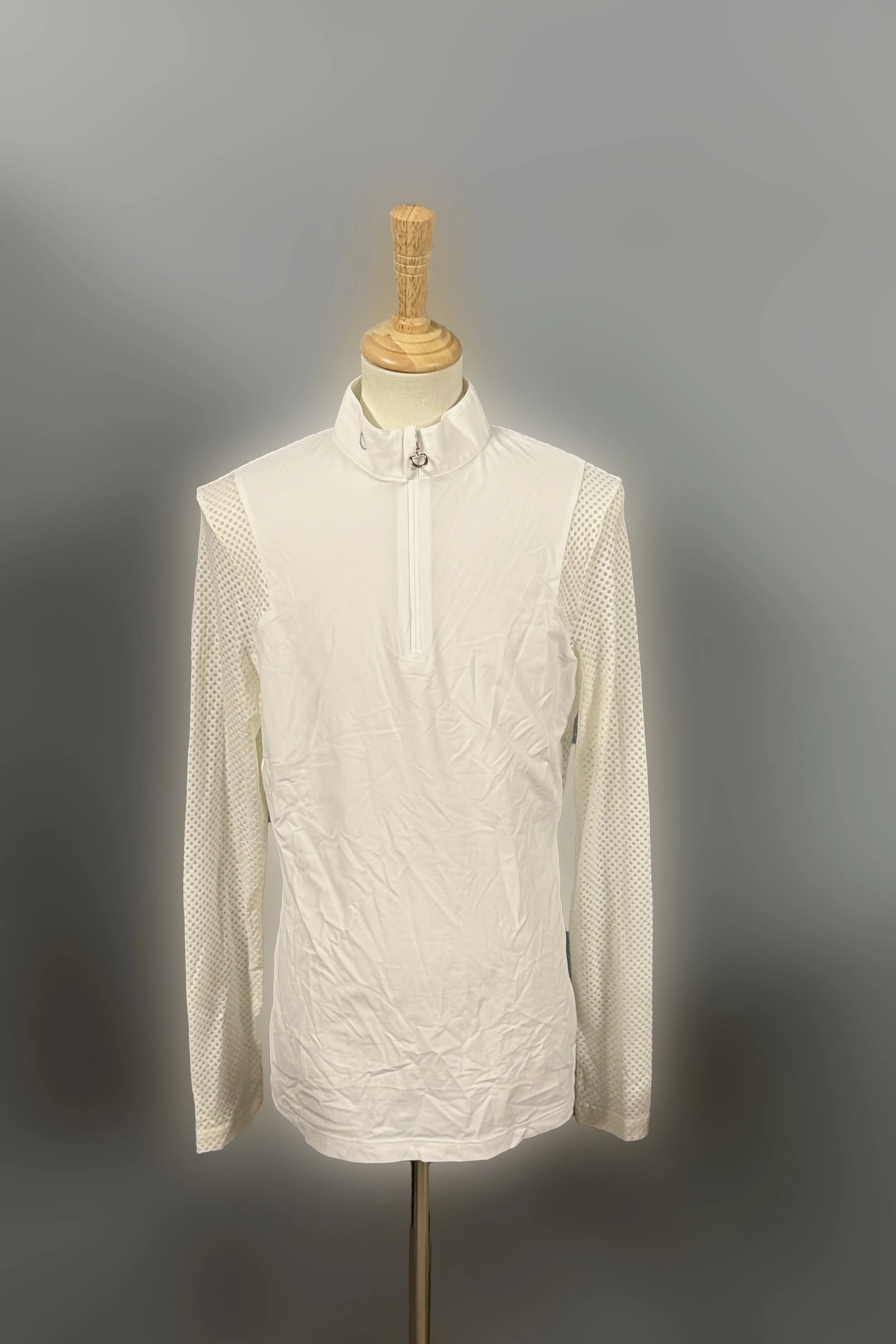 Cavalleria Toscana Long Sleeve Mesh Show Shirt In White - Small