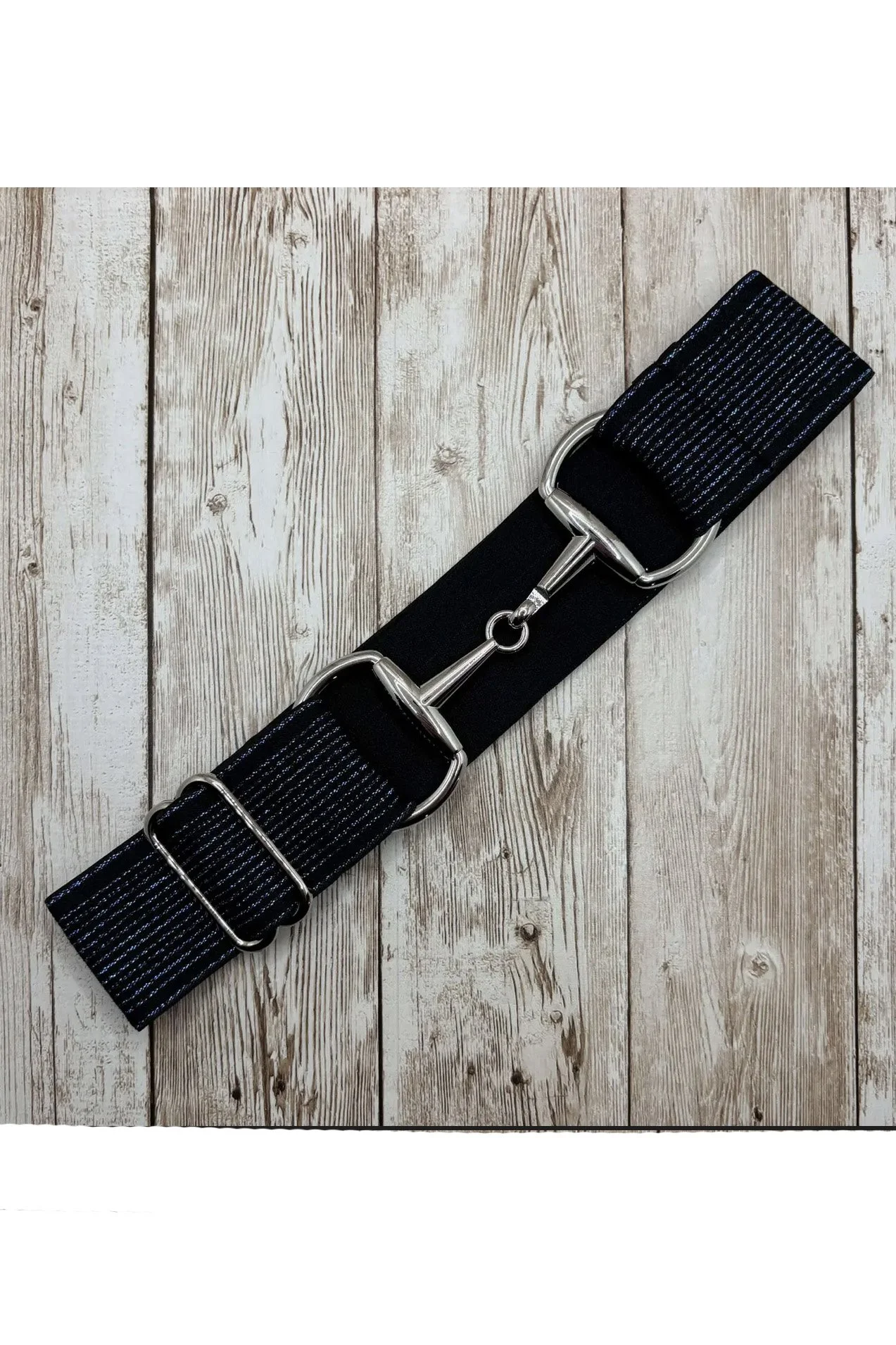 Benny Bows 1.5" Equestrian Elastic Bit Buckle Belt - Charcoal Diamond