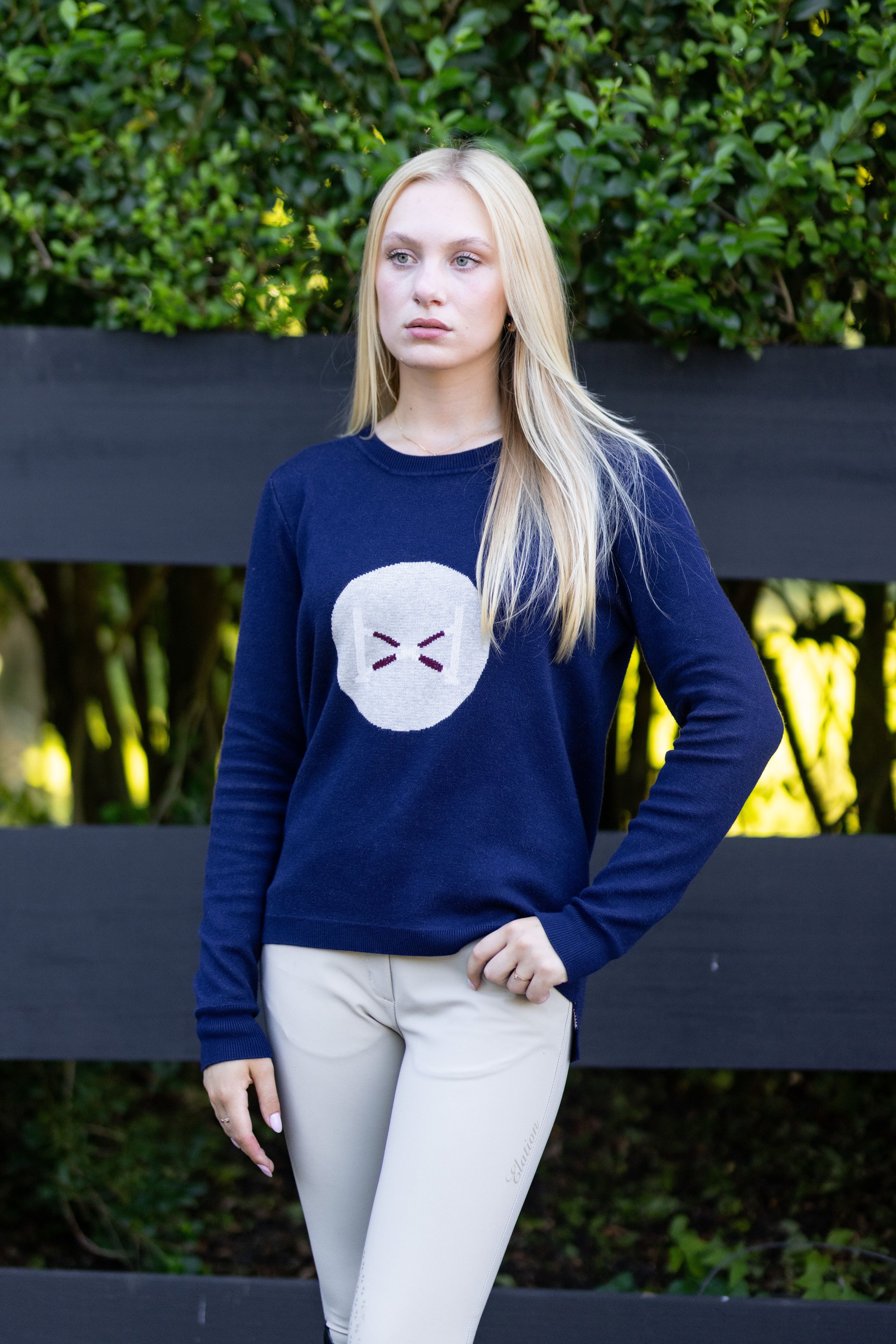 TKEQ CROSS RAIL Crewneck Sweater In Classic Navy - 2nd Round Equestrian