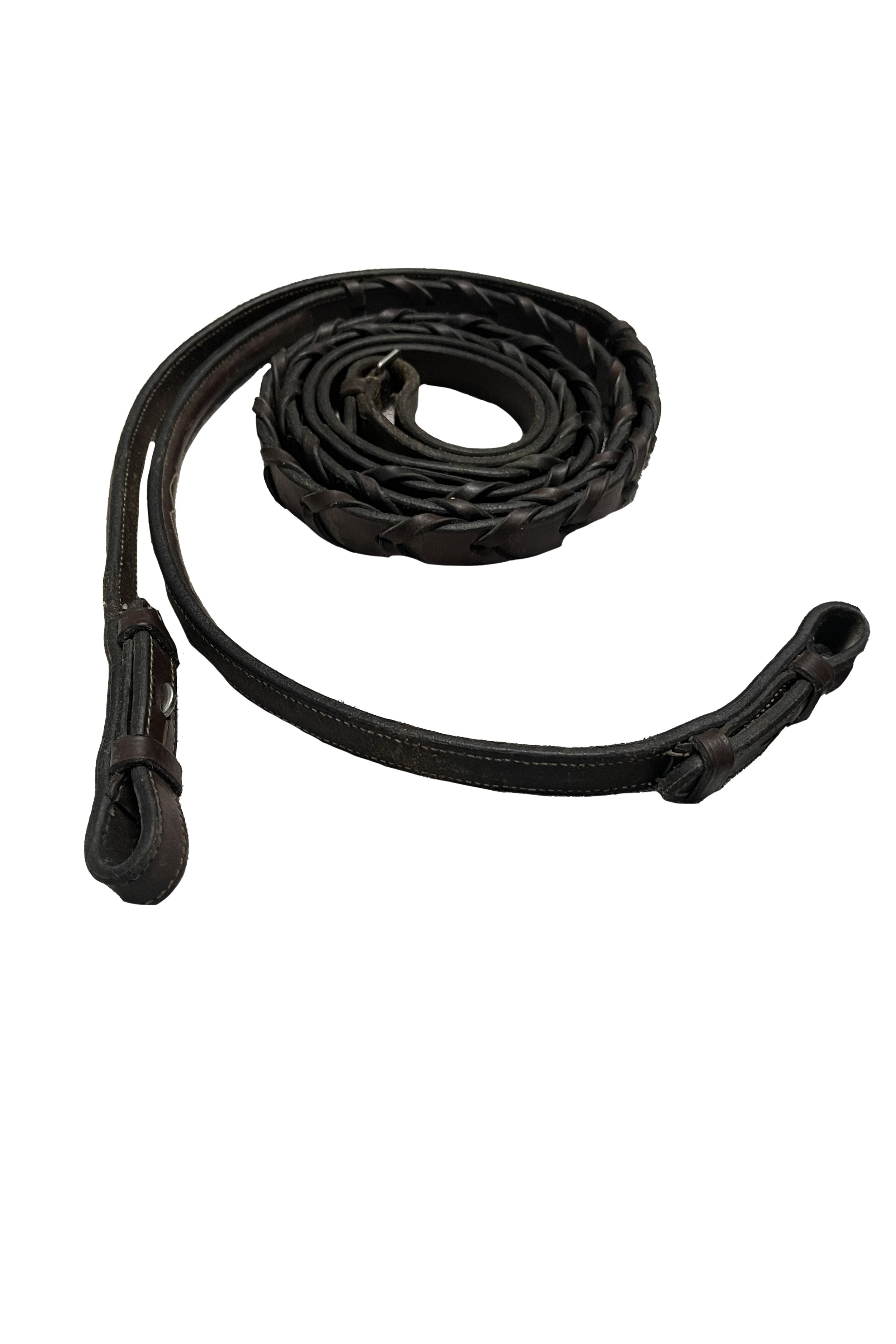Black Oak Round Raised Fancy Stitched Laced Reins In Brown - Full