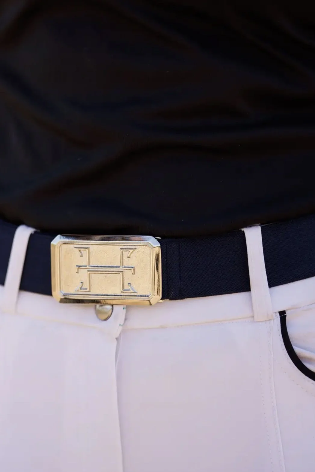 Ellany Signature 35mm Elastic Belt In Navy & Silver