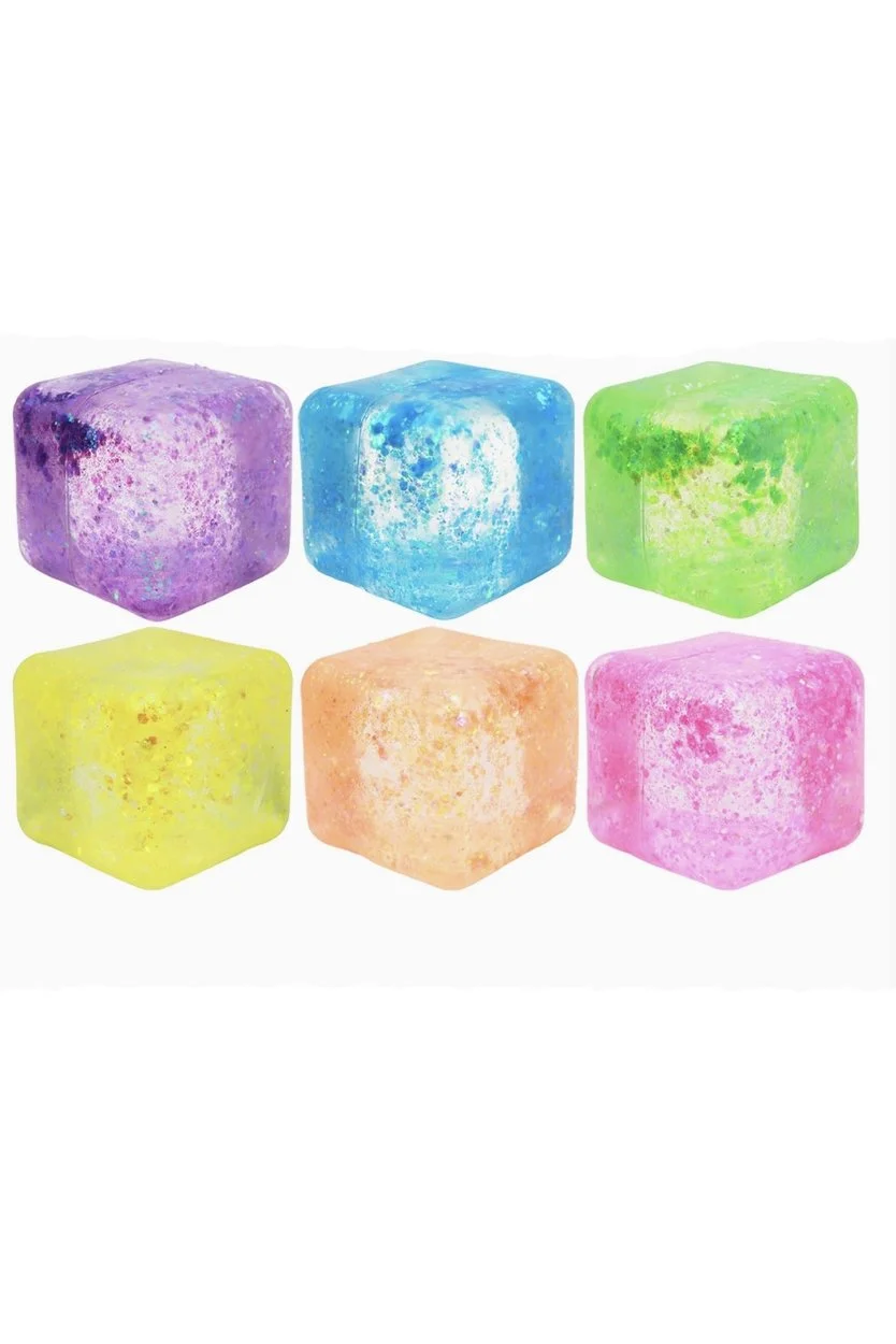 Iridescent Glitter Cube Thick Maltose Putty Filled Squishy - ASSORTED COLORS