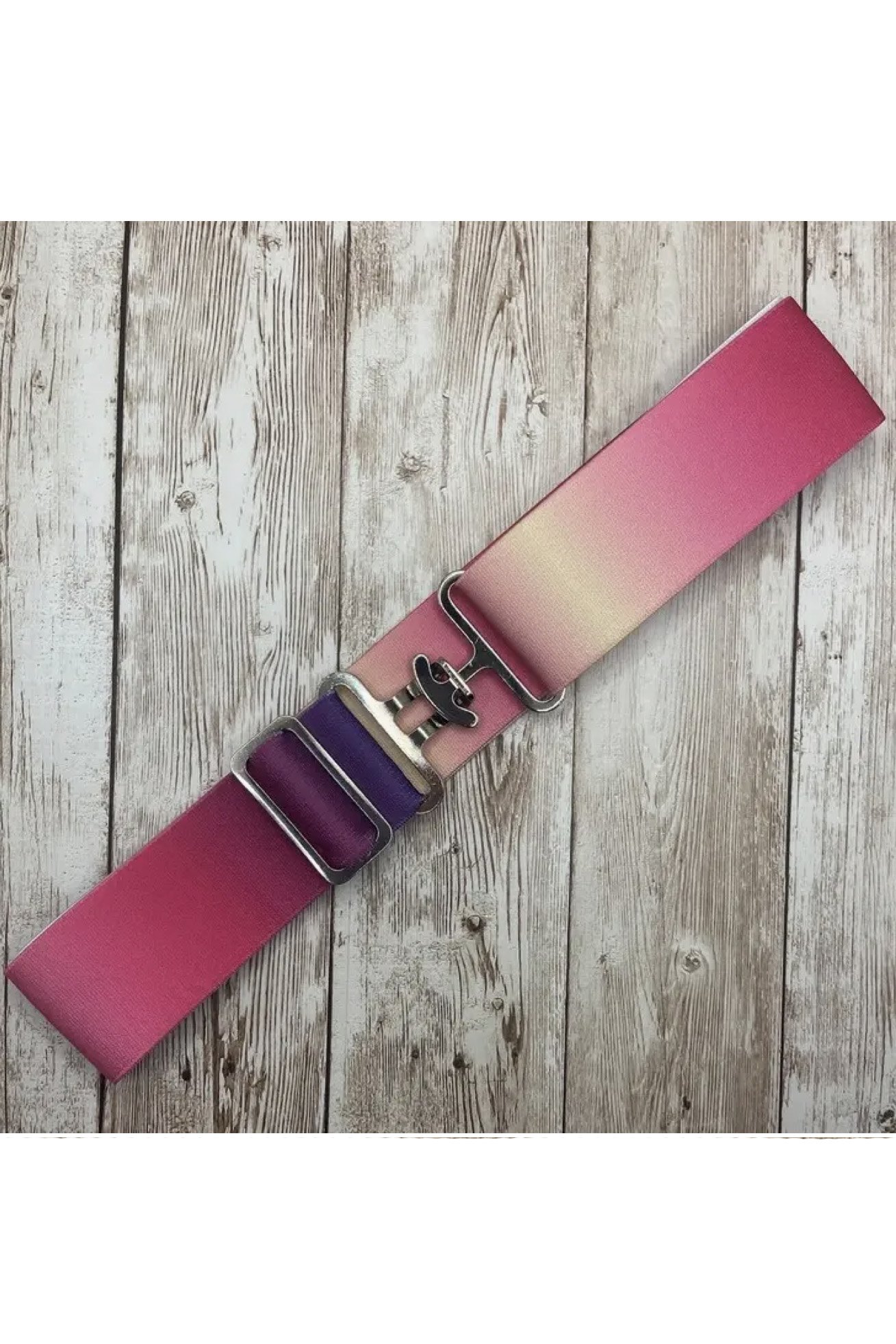 Benny Bows 1.5" Equestrian Elastic Bit Buckle Belt - Pink/Purple Ombre