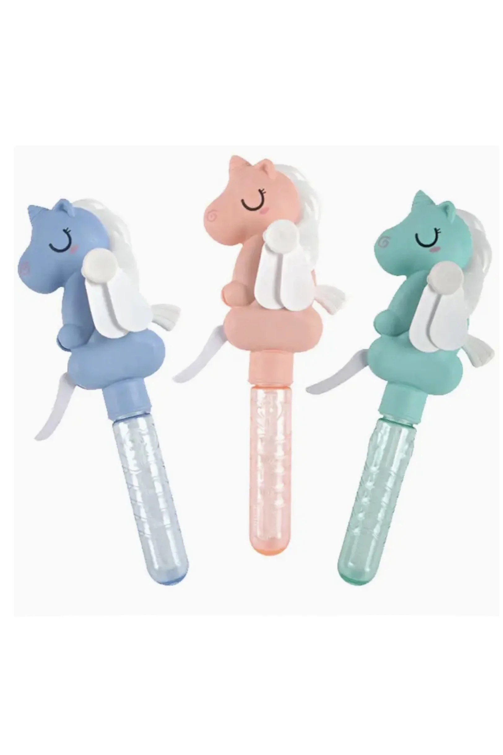 Unicorn Manual Hand-Held Fan & Bubble Wand - Assorted Colors