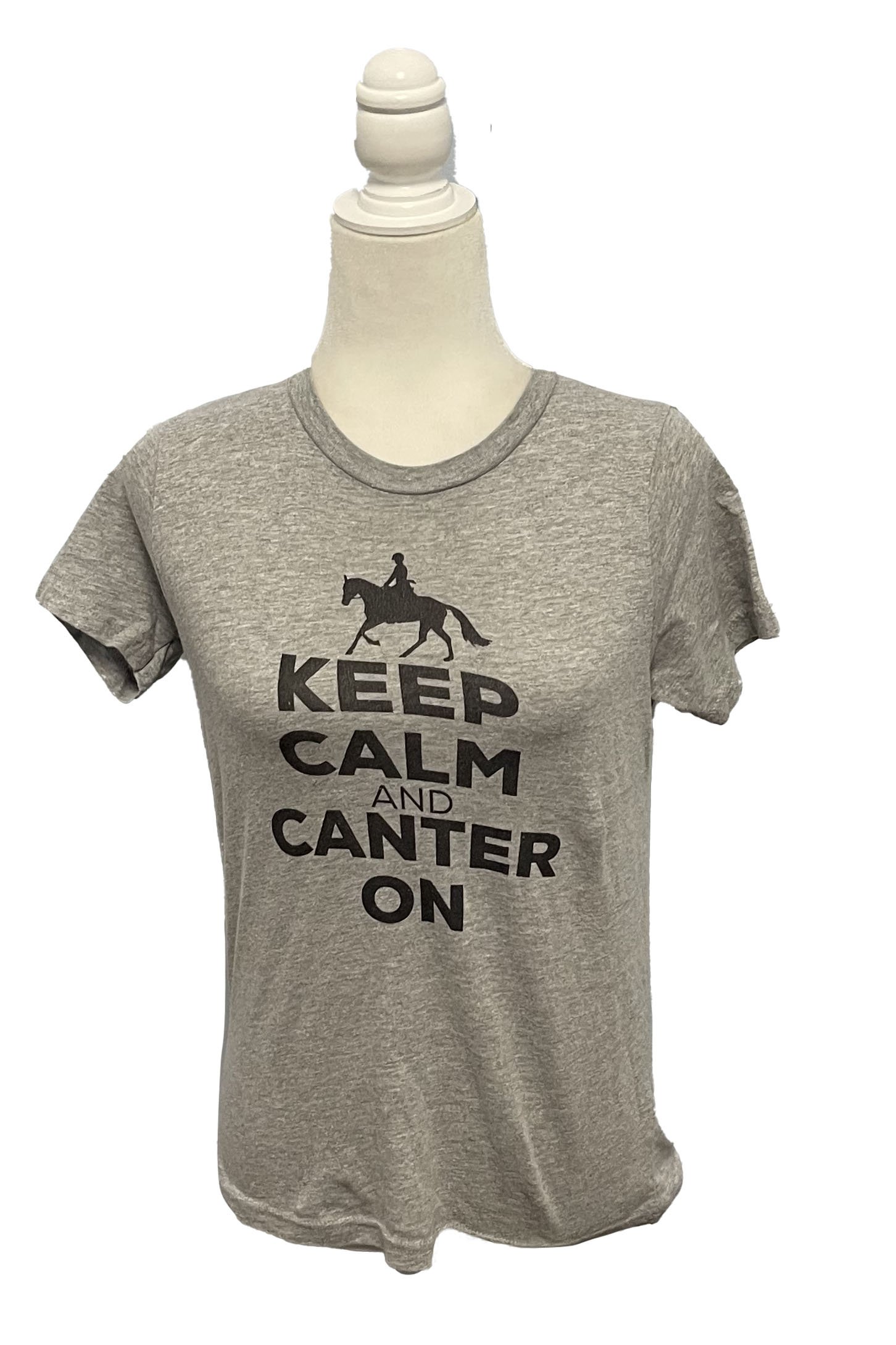 Short Sleeve Crew Neck "Keep Calm" Tee In Grey - Kids Large - 2nd Round Equestrian
