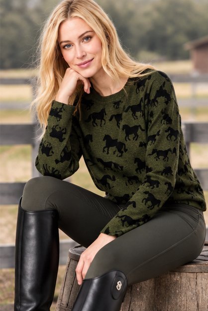 J Society Horse Crew Neck Sweater In Military