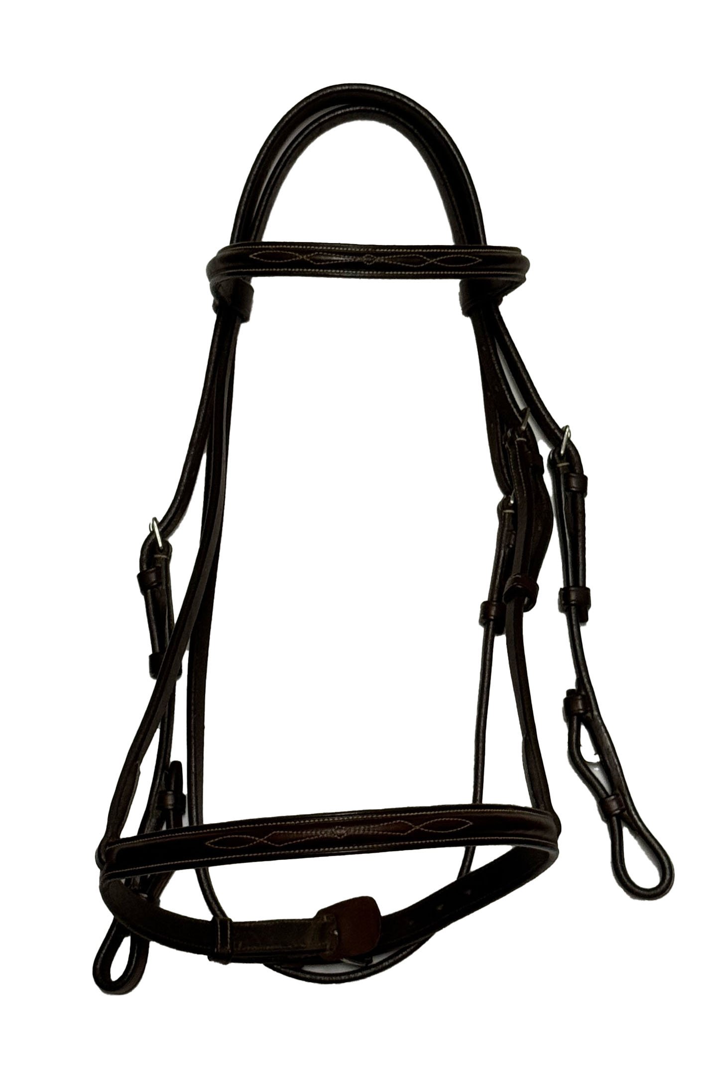 Rodrigo Pessoa Fancy Stitched Raised Bridle In Brown - Pony - 2nd Round Equestrian