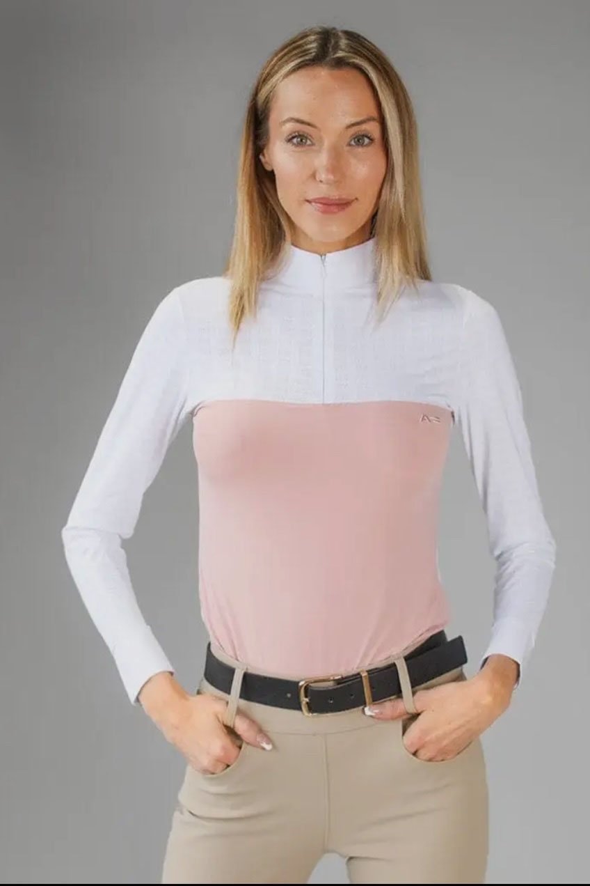 ARMATEQ Ultra Breathable Hunter Show Shirt In Pink & White - 2nd Round Equestrian