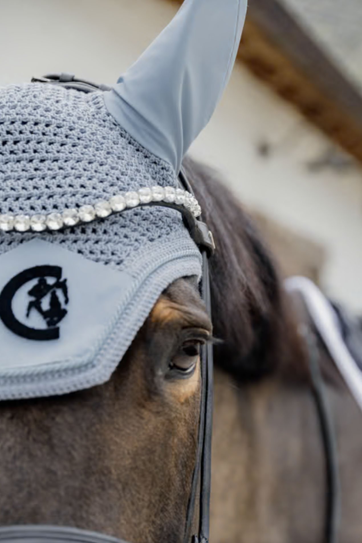 Kentucky Horsewear Fly Veil Wellington 3D Logo In Light Blue - Full - 2nd Round Equestrian