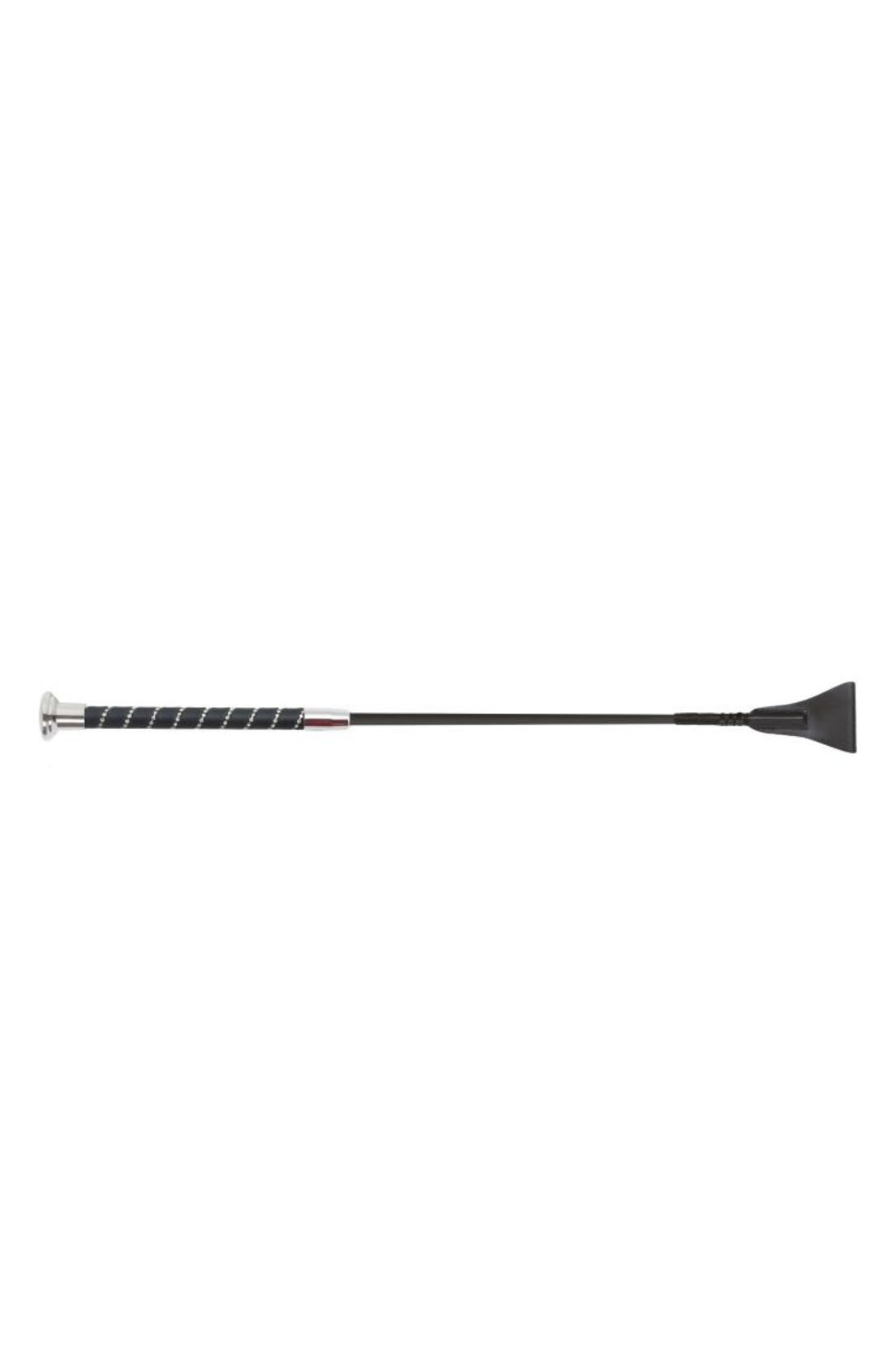 Fleck Jumping Whip Silk Touch Crystal In Black & Chrome - 50cm - 2nd Round Equestrian