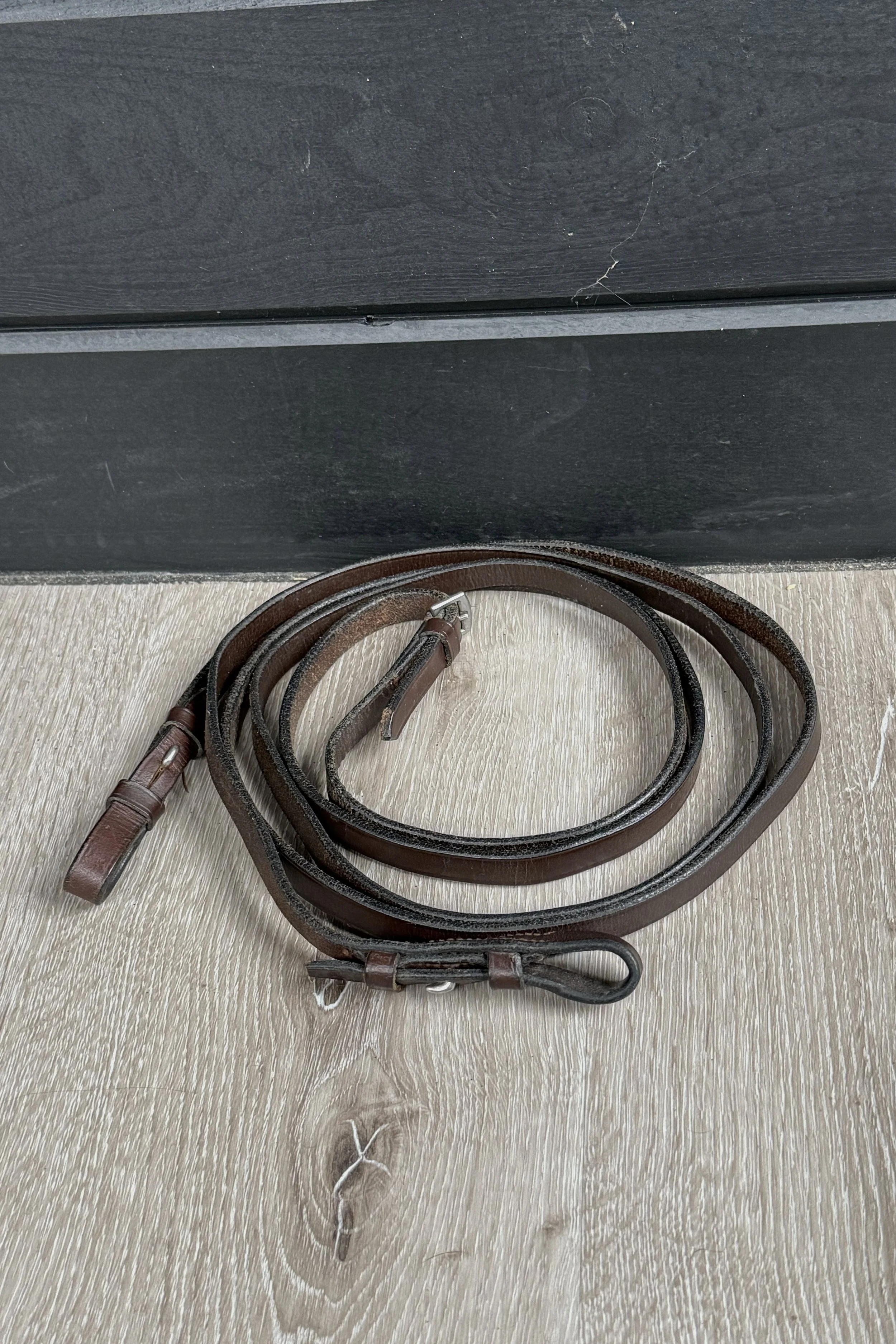 Plain 1/2" Leather Curb Rein In Brown - 54"