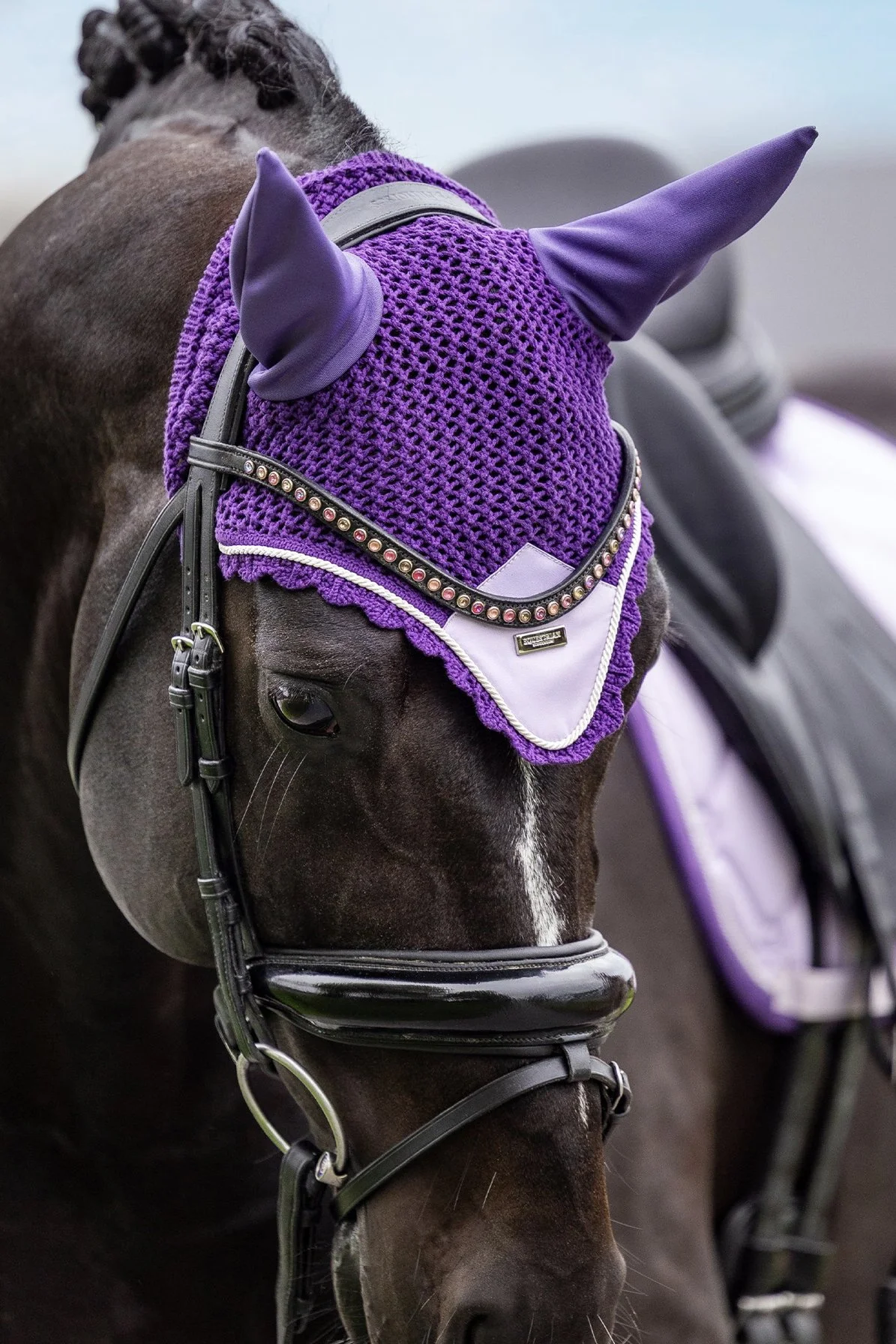 Equestrian Stockholm Ear Bonnet In LAVENDER