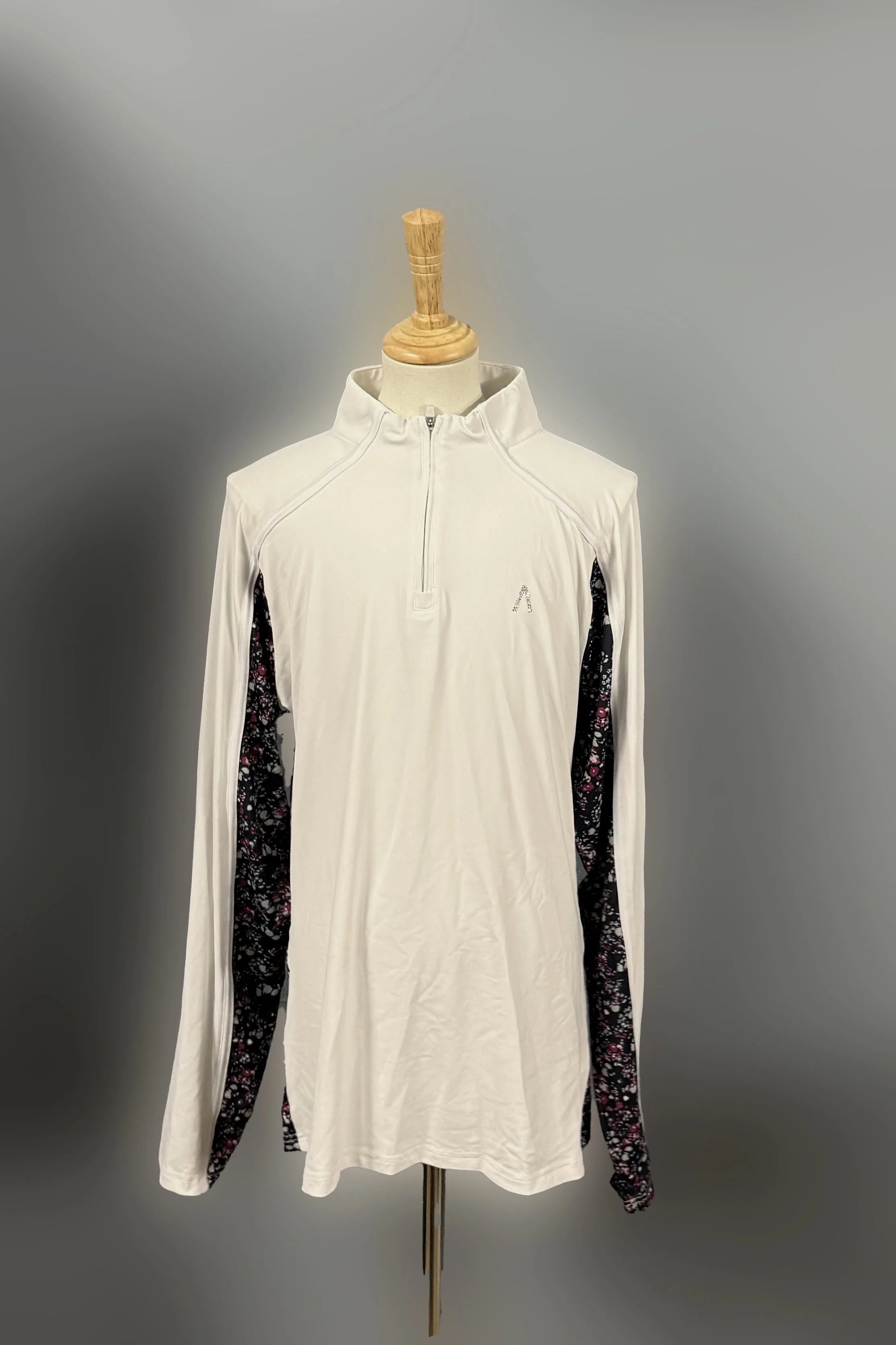 Dublin Black Alegra Print Long Sleeve Competition Top II In White/Flower Print - XL