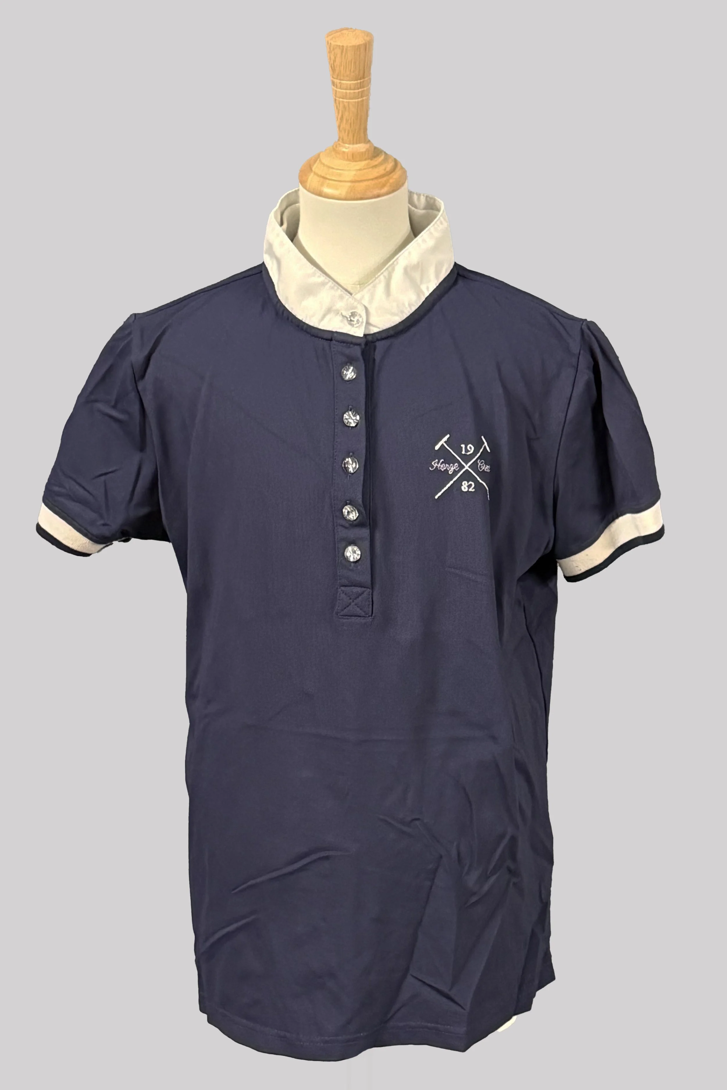 Horze Crescendo Short Sleeve Show Shirt In Navy - Large