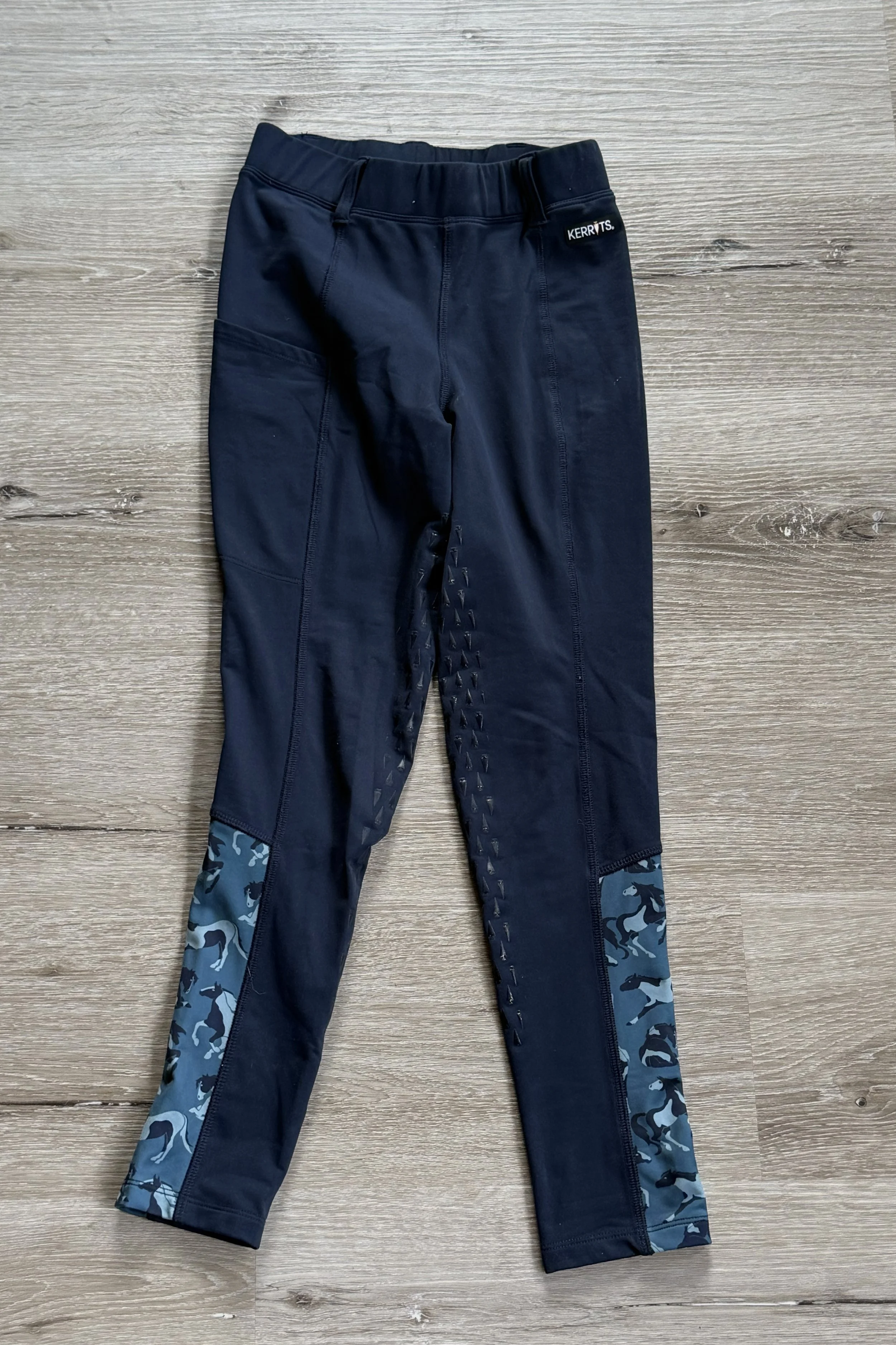 Kerrits Performance Knee Patch Tights In Navy - Kids Medium