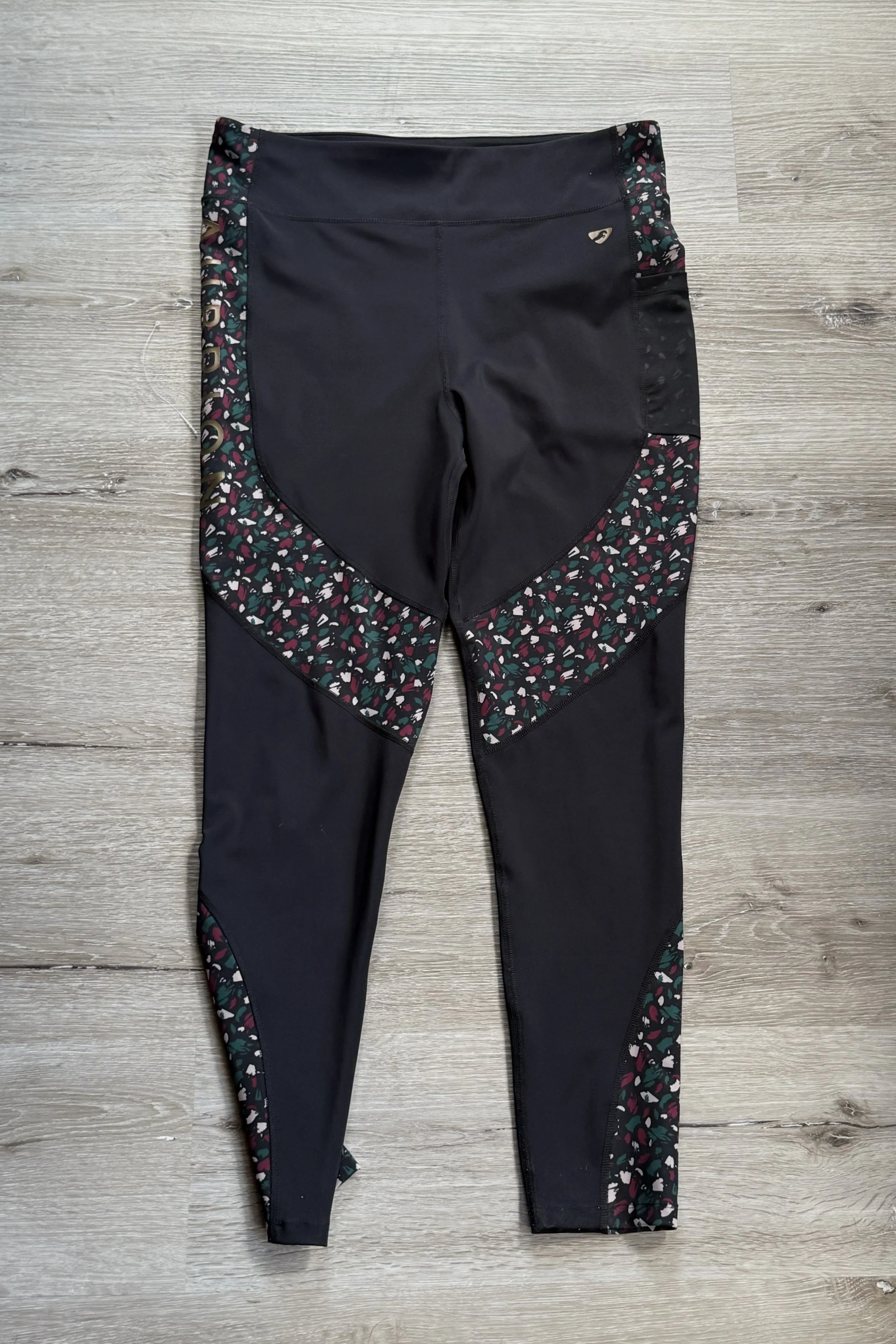Shires Aubrion Full Grip Riding Tights In Black With Print - XLarge