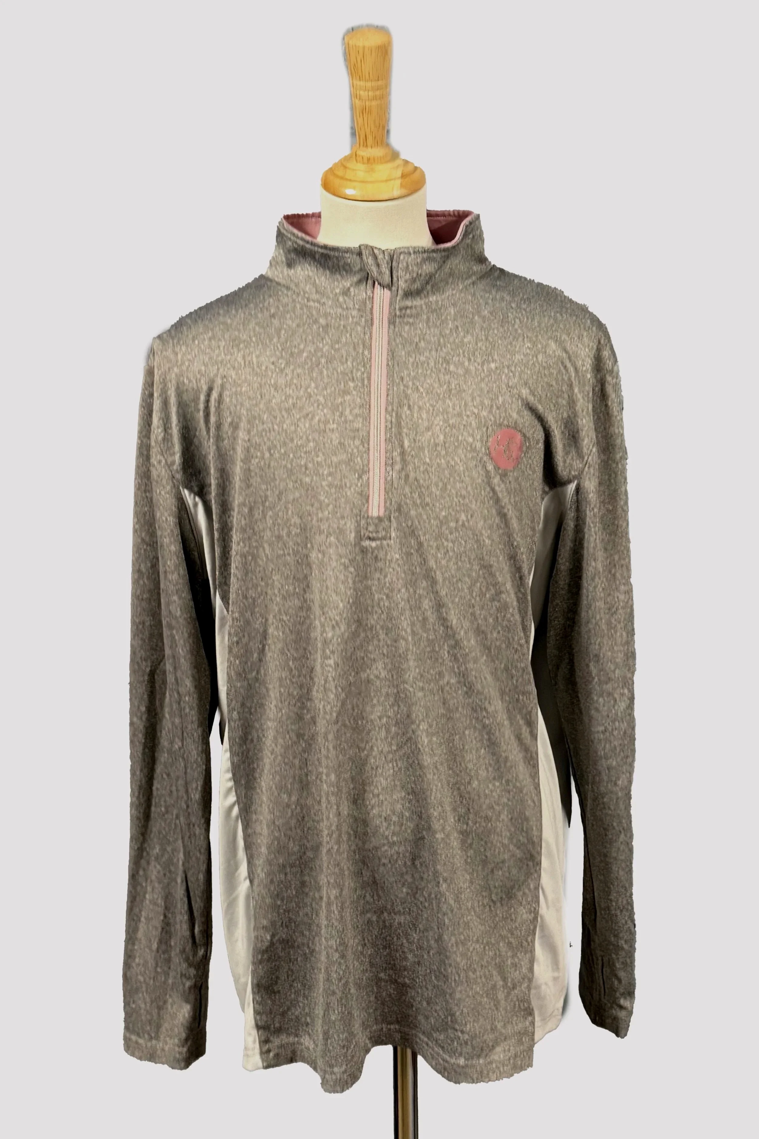 Horsewear Long Sleeve 1/4 Zip In Grey & Pink - XL