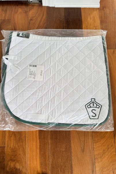 Jacks Dressage Quilted Pad White with Forest and Black with Swedish Warmblood Log - Full