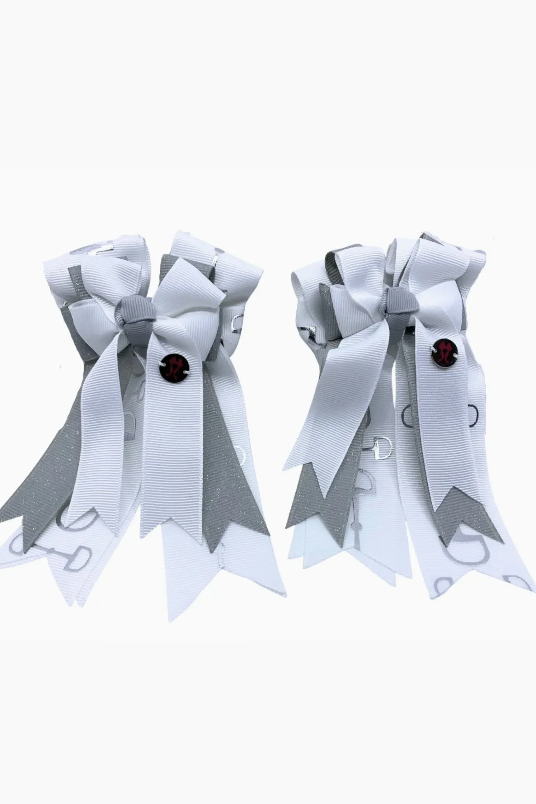 PonyTail Bows - White/Silver Bits