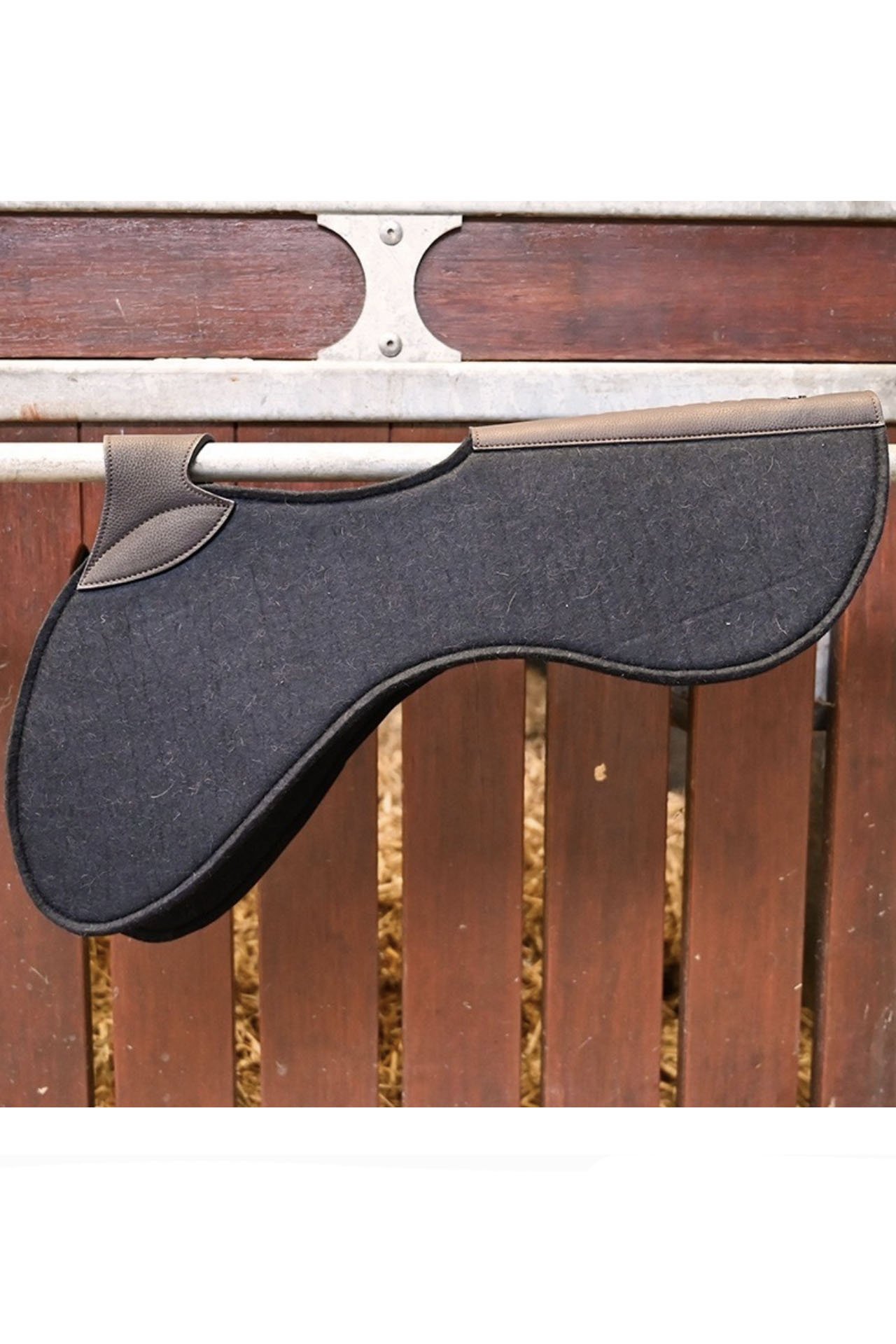 JUMP'IN Felt and Leather Half Pad In Dark Grey & Havana