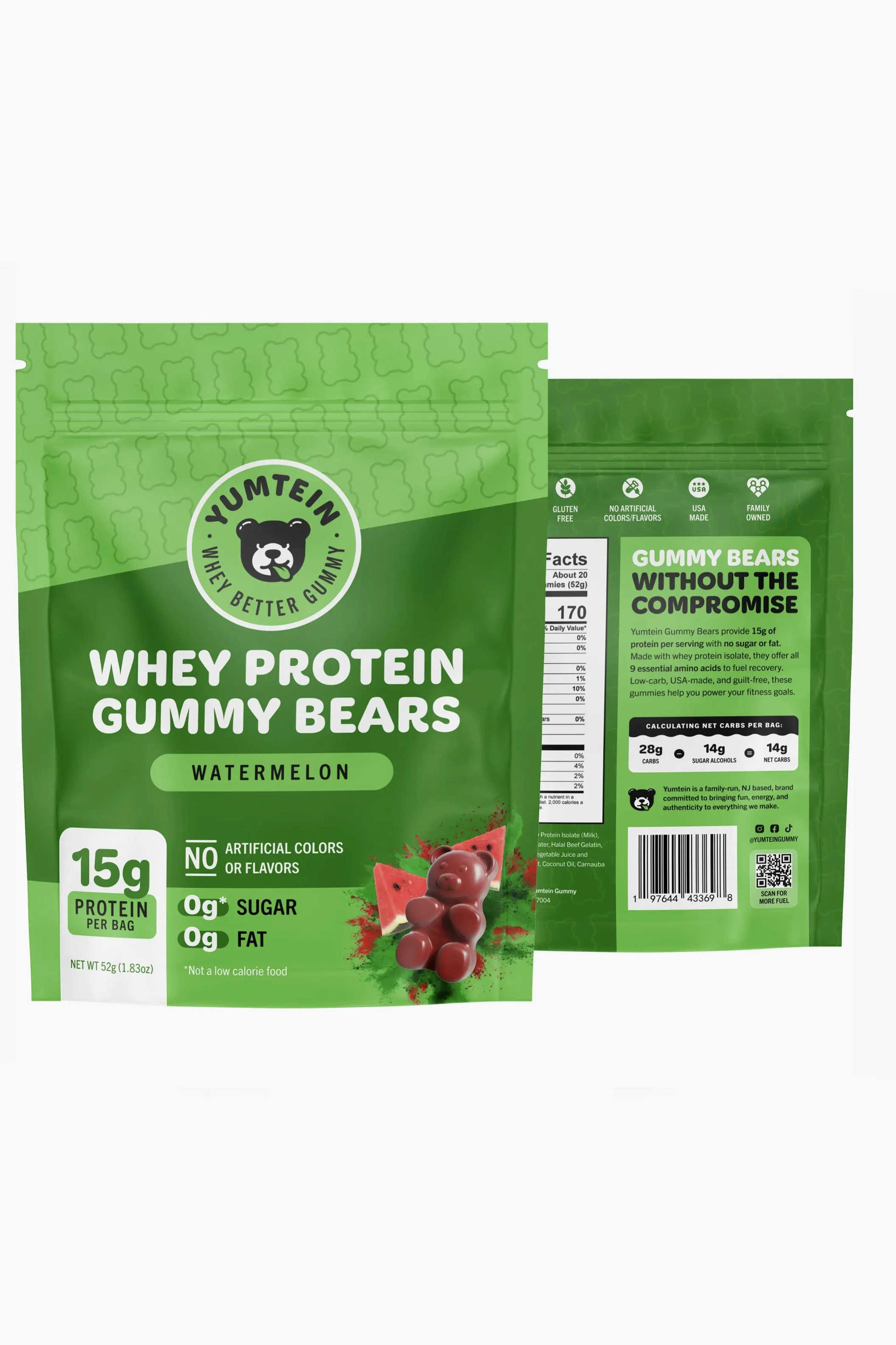Yumtein Gummy Protein Gummy Bears - Watermelon (2.1oz)