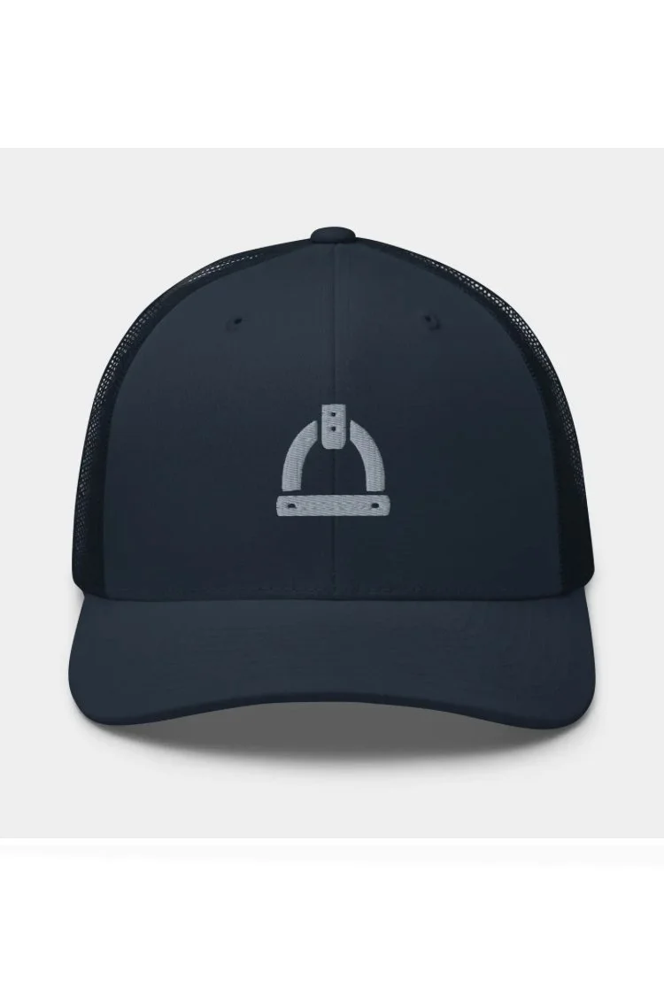 UN.SUS.TAIN.A.BLE Apparel Stirrup Trucker Hat In Navy & Silver