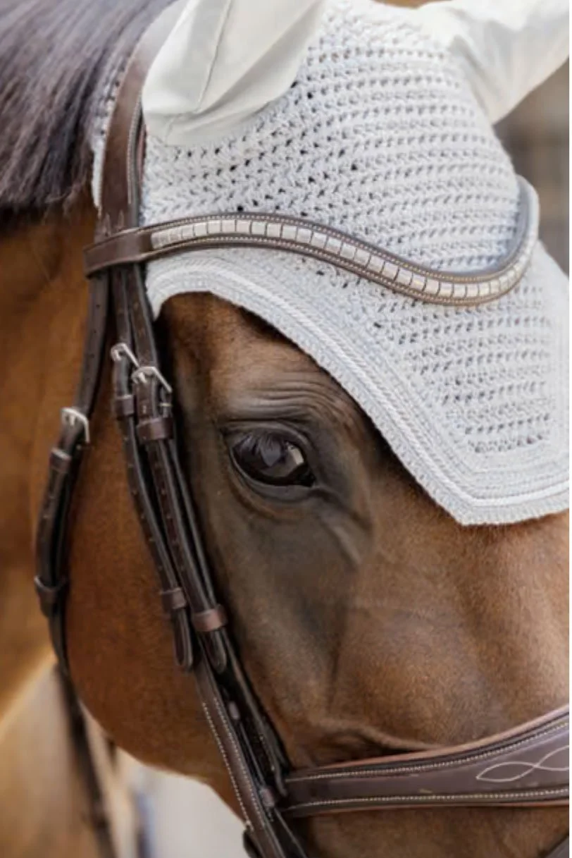 Kentucky Horsewear Fly Veil Wellington Diamond Rope In Light Grey - Full - 2nd Round Equestrian