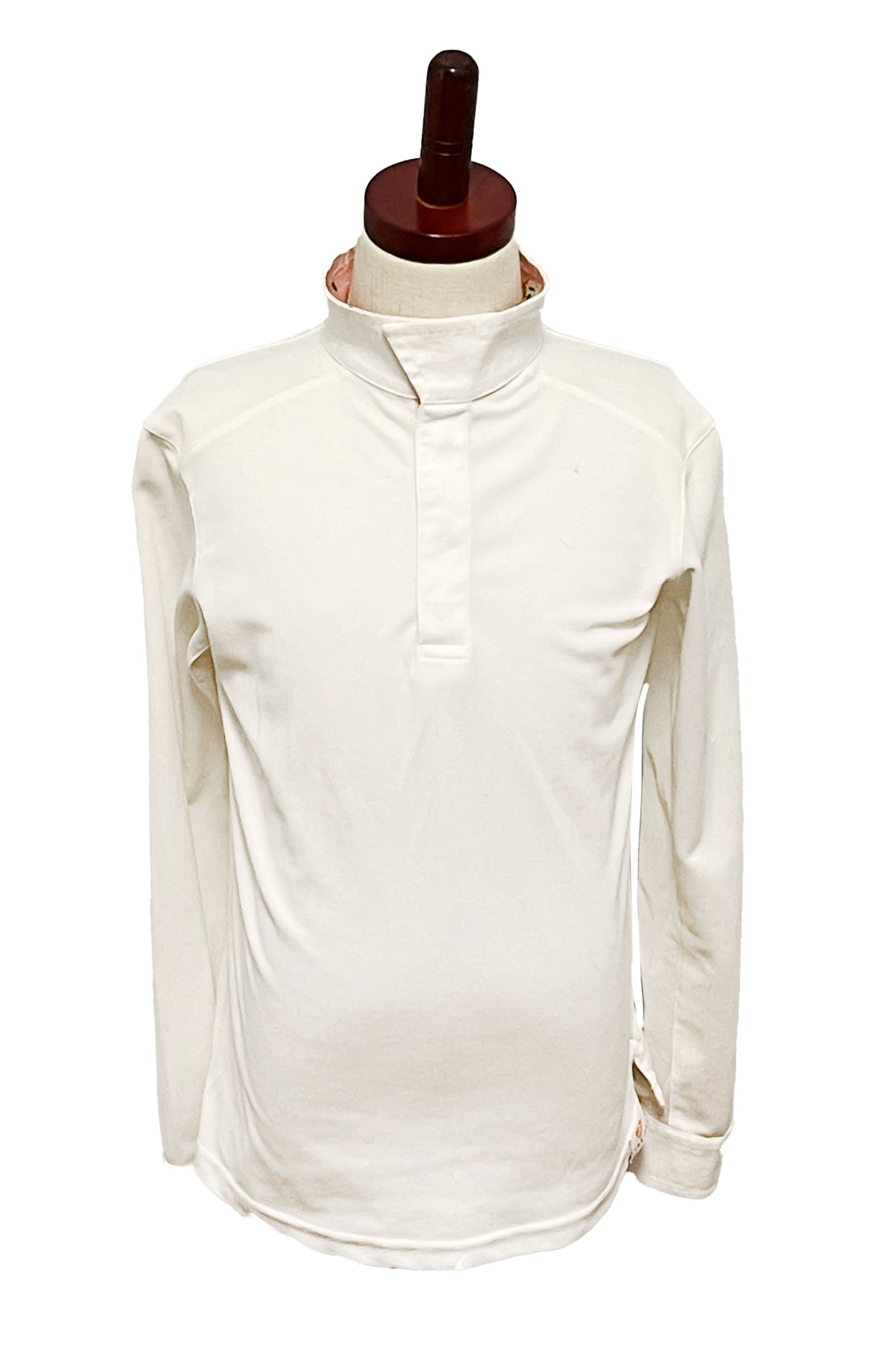 Aubrion Long Sleeve Show Shirt In White/Pink doughnut - Kids Medium - 2nd Round Equestrian