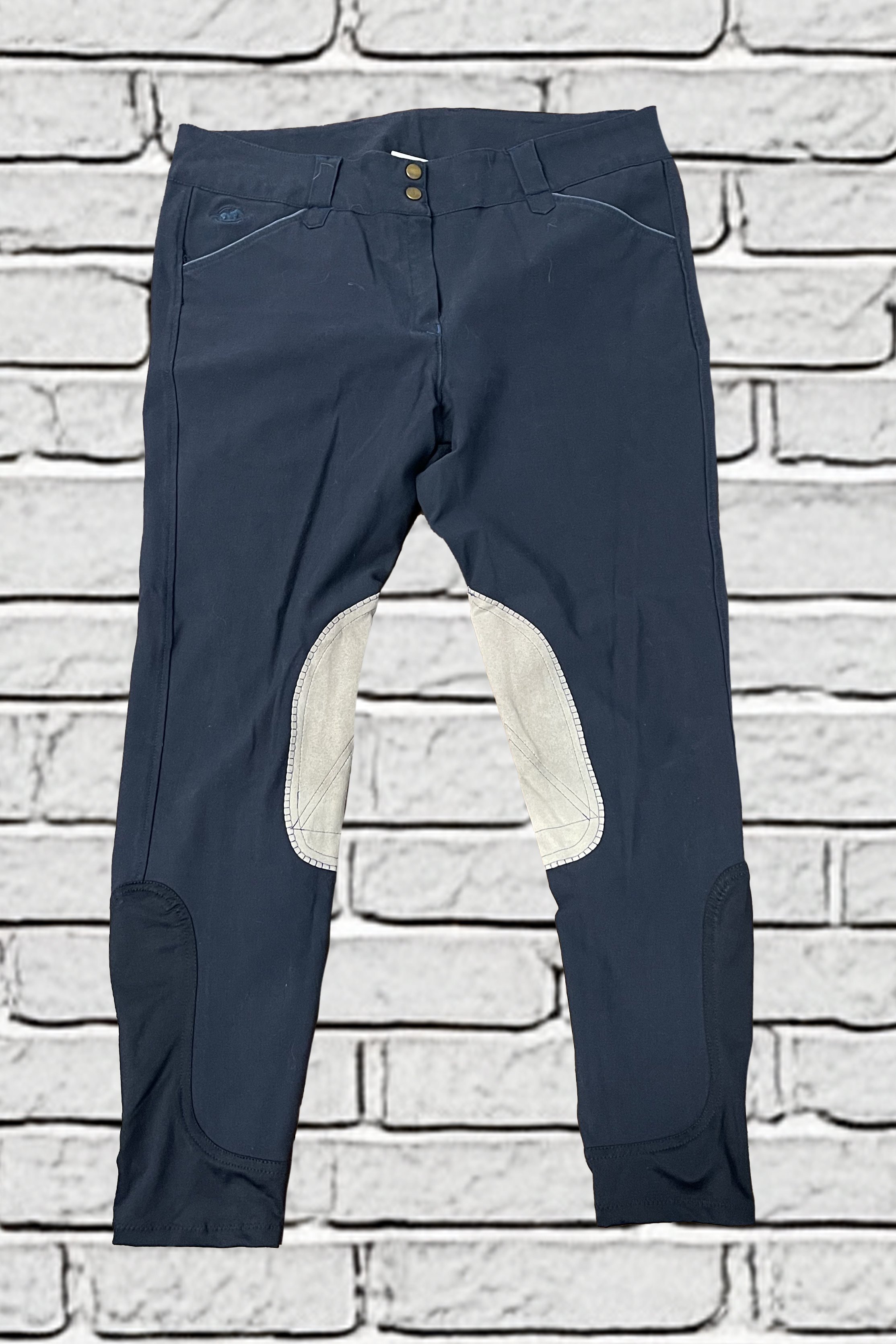 Smartpak Piper Knee Patch Breeches In Navy & Tan - 36L
