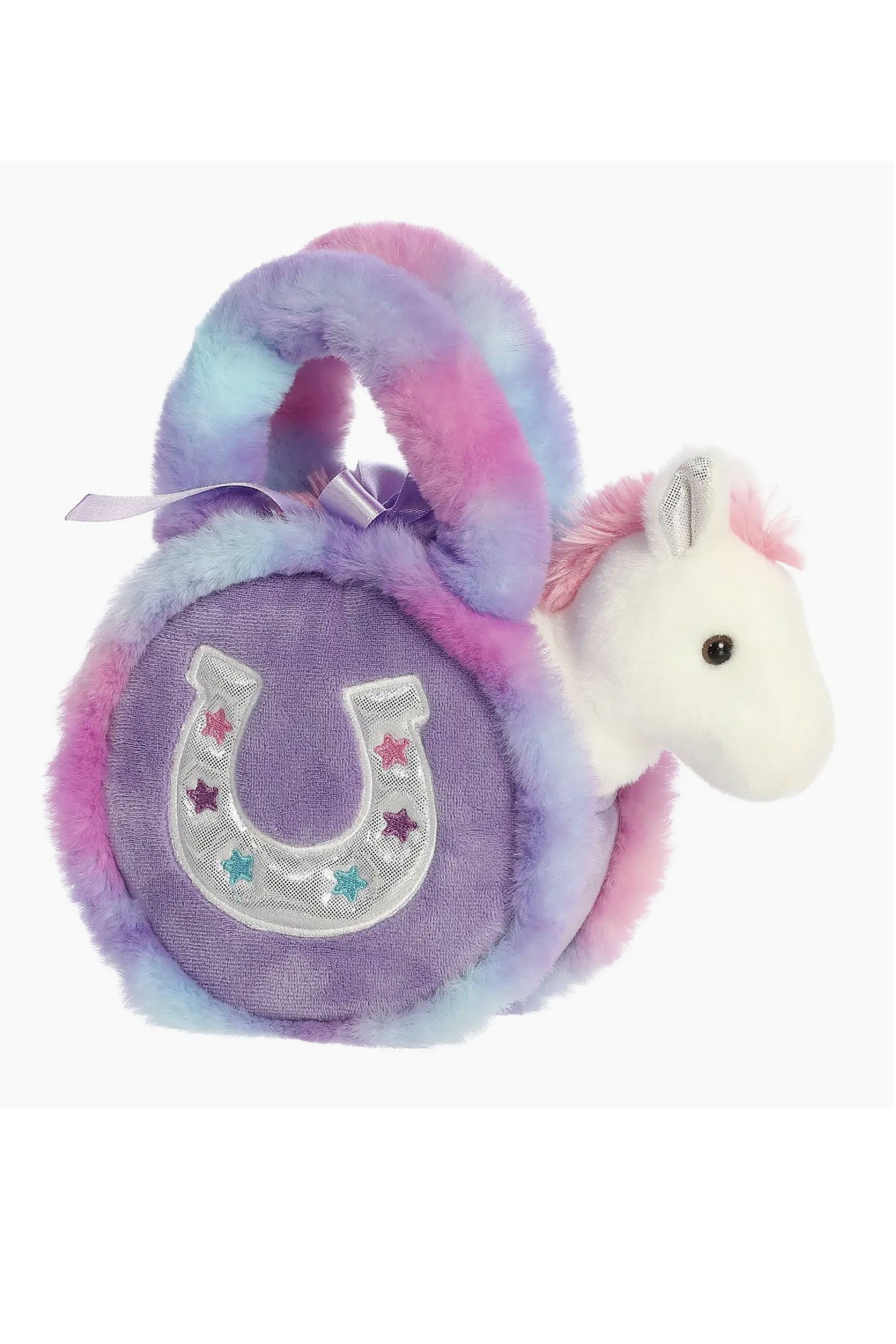 Fancy Pals 7" Plush Horse Stuffed Animal in Purple Horseshoe Purse