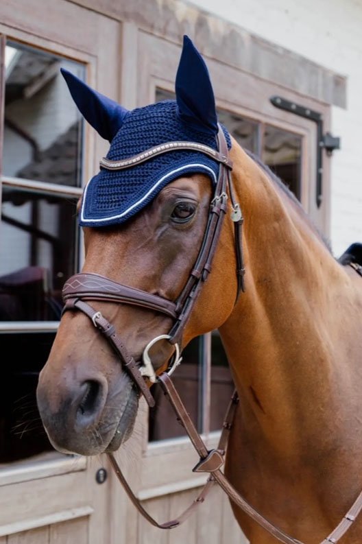 Kentucky Horsewear Fly Veil Wellington Diamond Rope In Navy - Full - 2nd Round Equestrian
