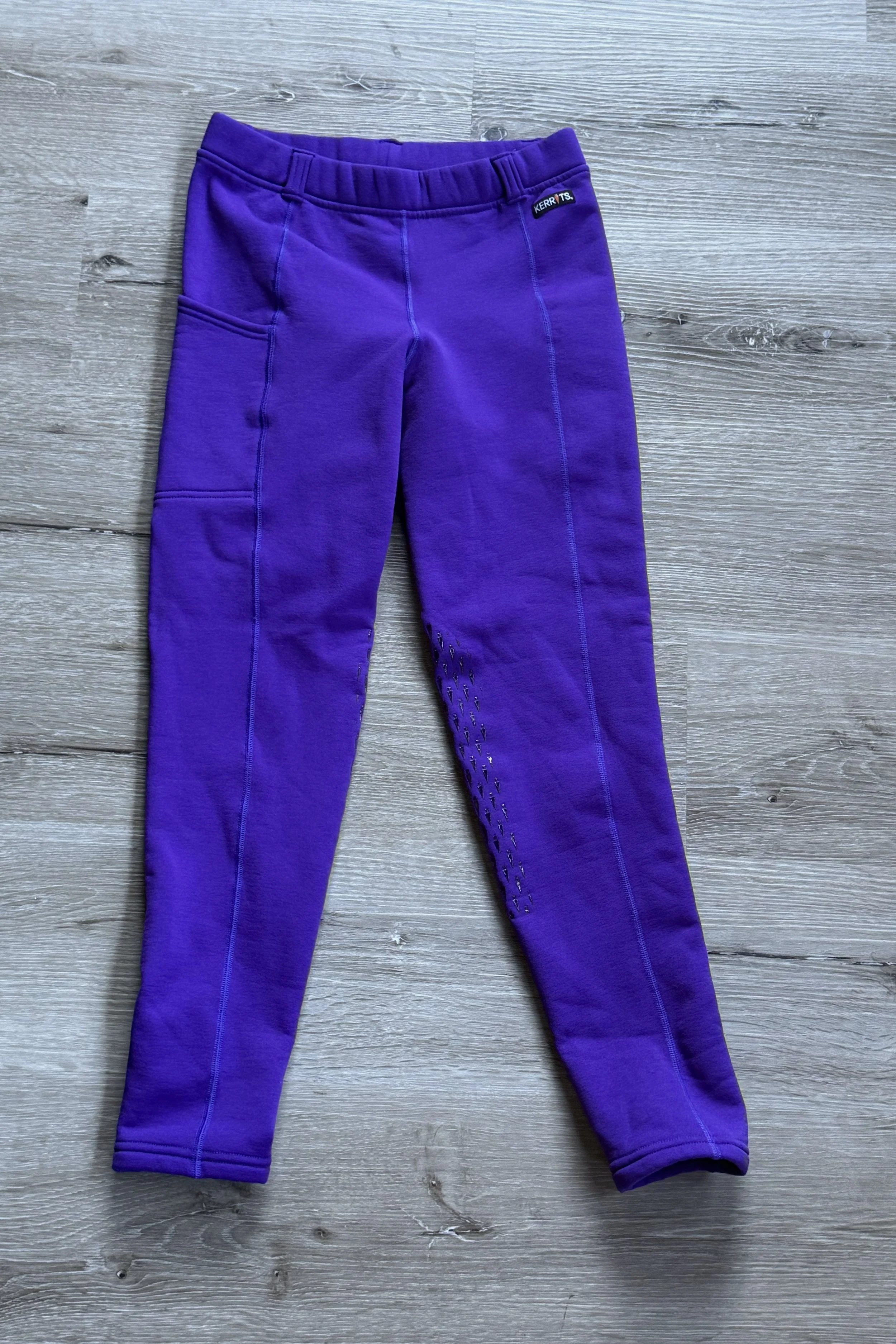 Kerrits Power Stretch Knee Patch Tights In Purple - Kids XL