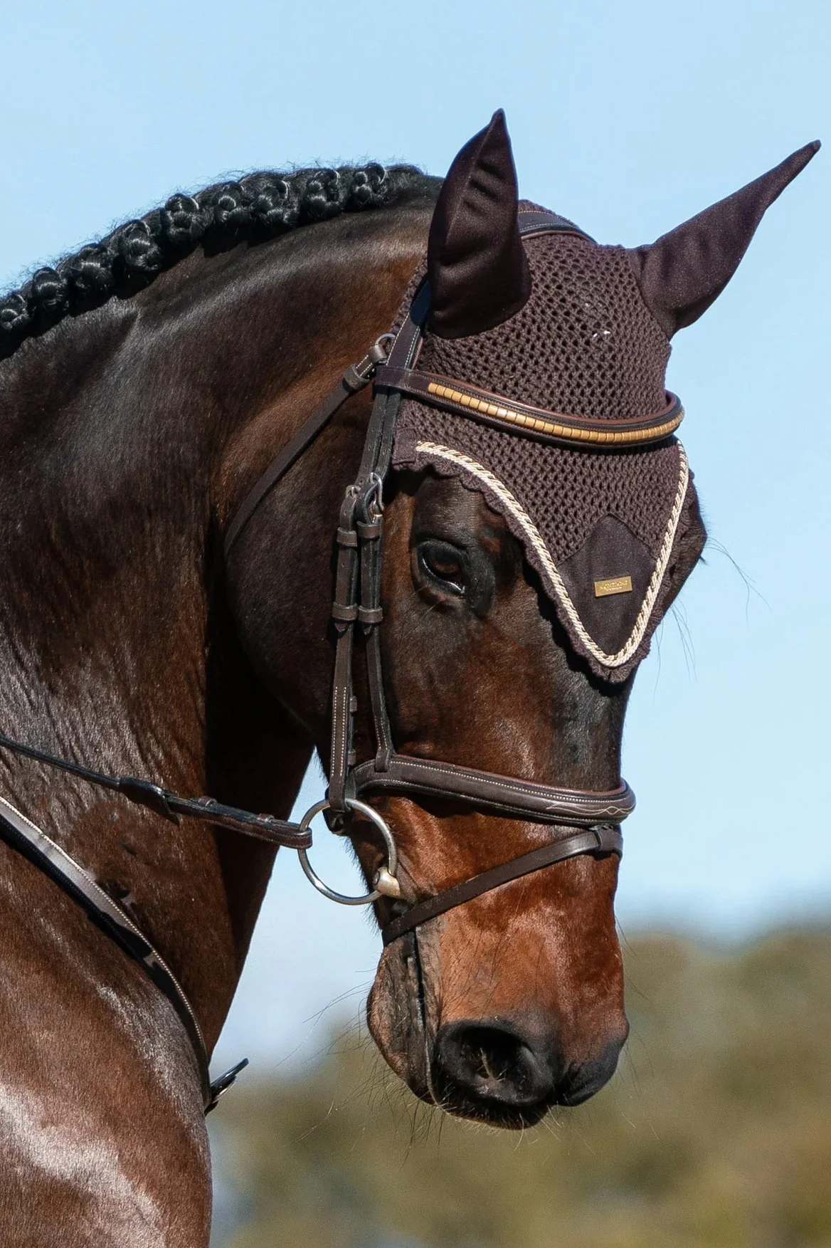 Equestrian Stockholm Ear Bonnet In GOLDEN BROWN