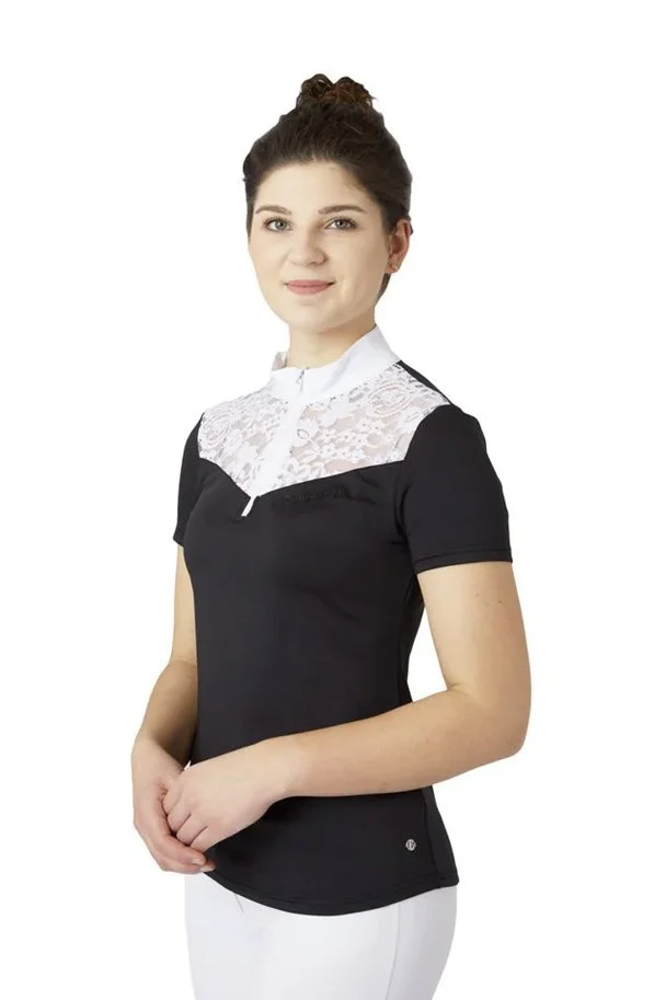 B Vertigo Kayla Laced Short Sleeve Show Shirt In Black - 38 (Medium)