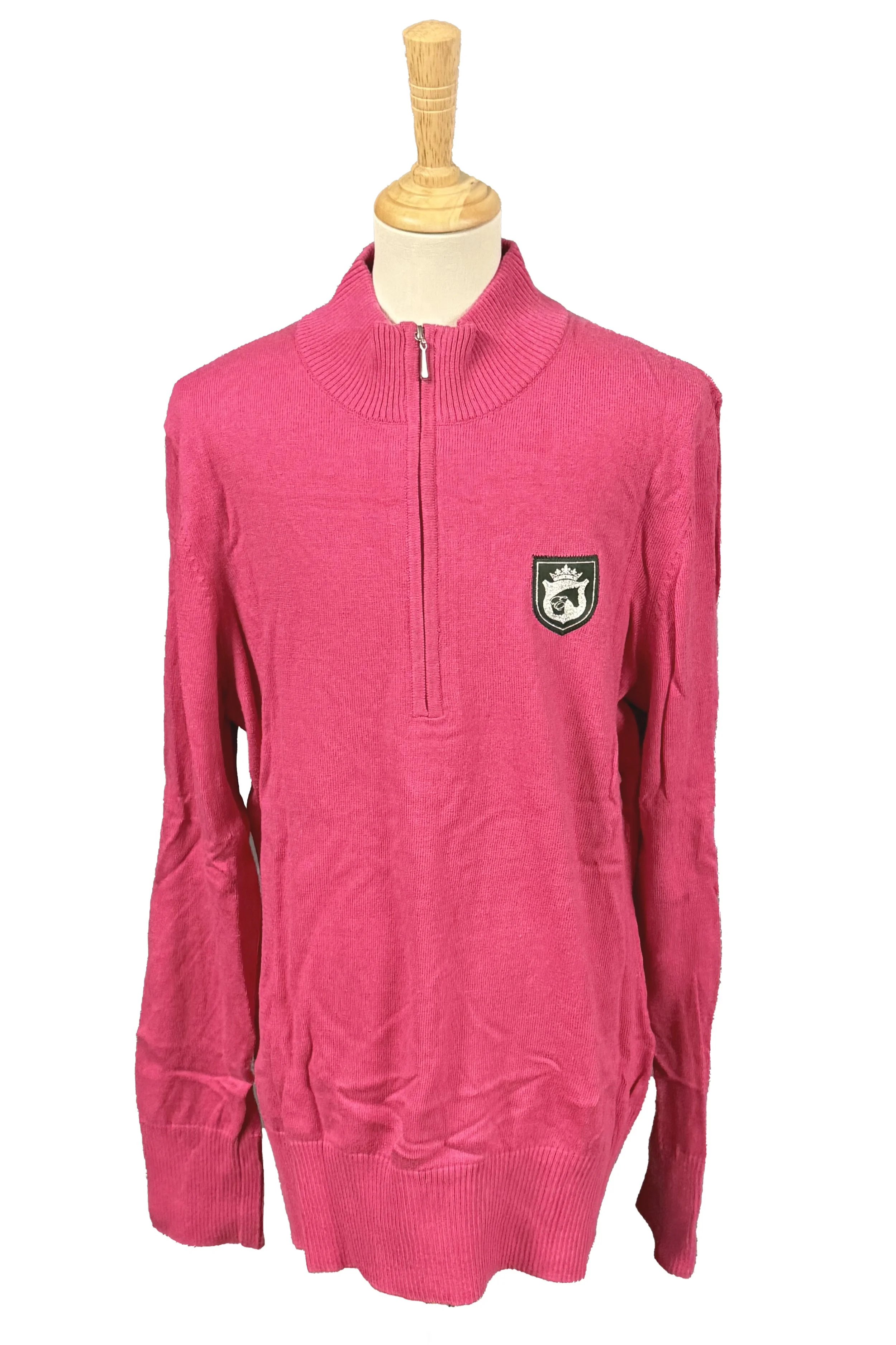 Equestrianista 1/4 Zip Sweater In Hot Pink - XL