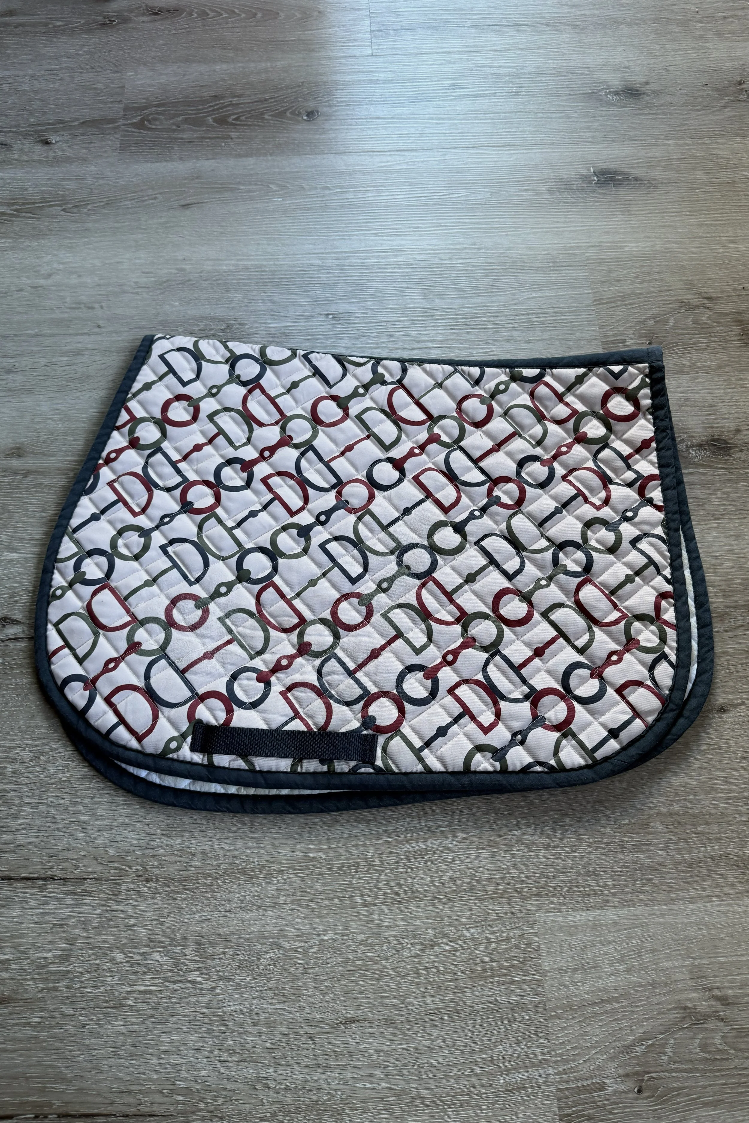 Dover Basic Saddle Pad In Tan Bits With Blue Trim - Pony