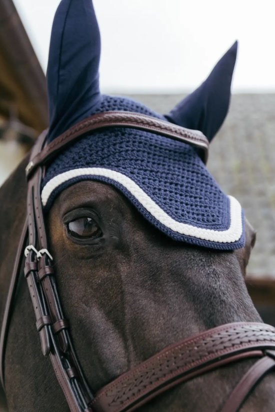 Kentucky Horsewear Fly Veil Wellington Plaited Cord In Navy - Full - 2nd Round Equestrian