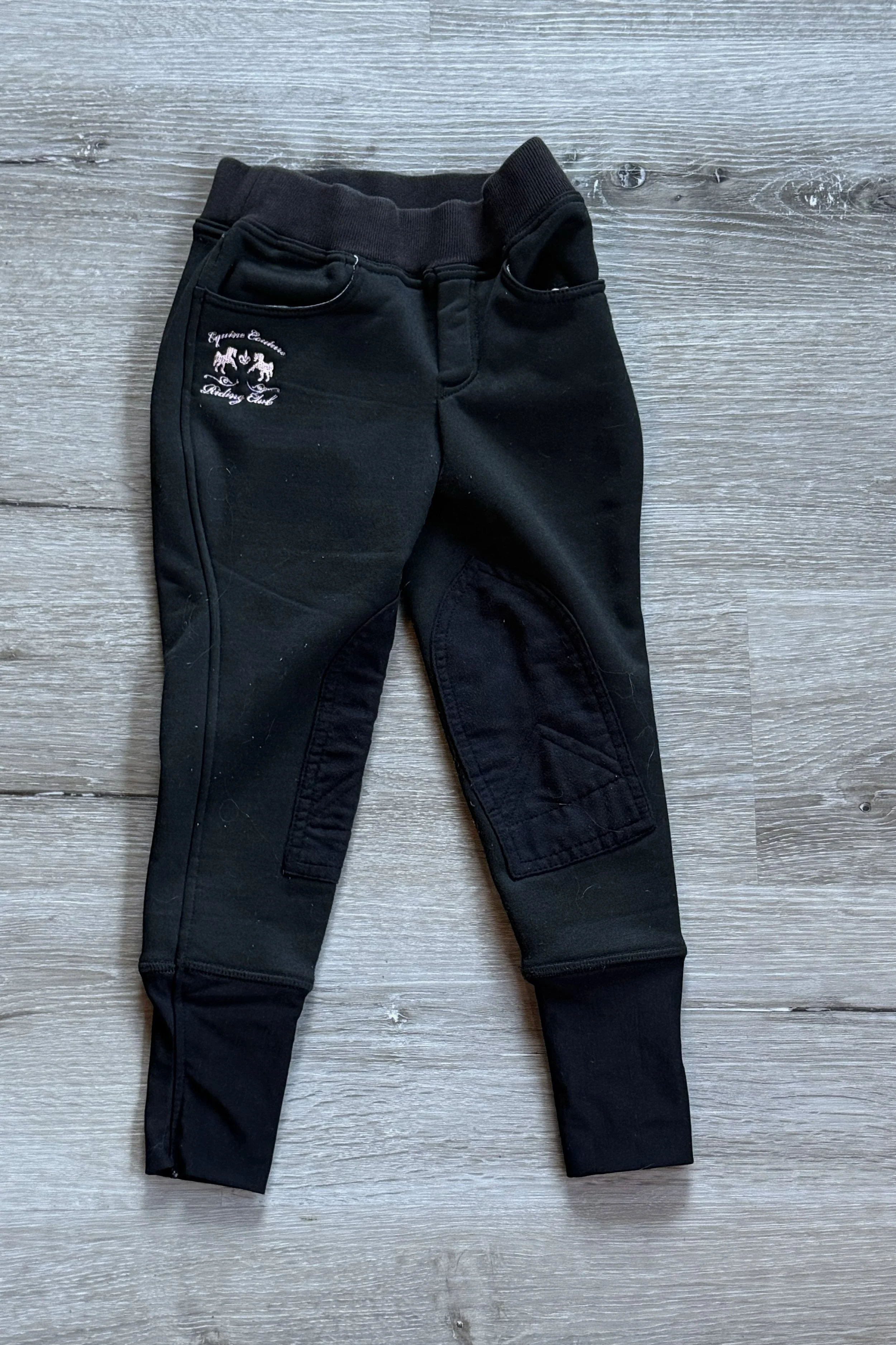 Equine Couture Fleece Pull On Breech In Black - Kids 6