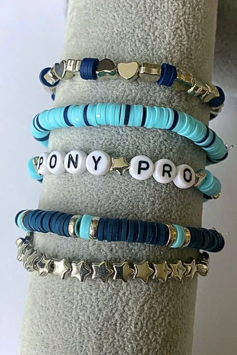 My Barn Child - Arenas Tour Bracelet Stack: Pony Pro In Navy/Sky/Silver