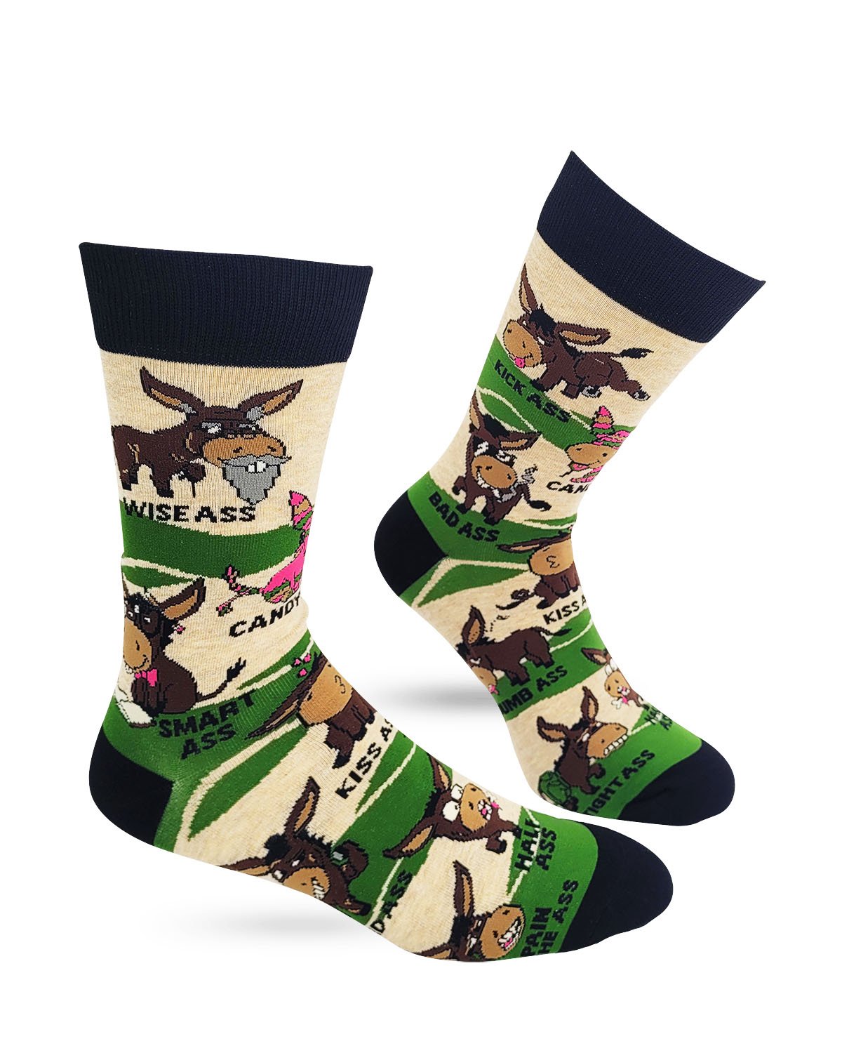 Fabdaz Asses - Smart, Dumb, Kick, Bad, Etc. Men's Novelty Crew Socks
