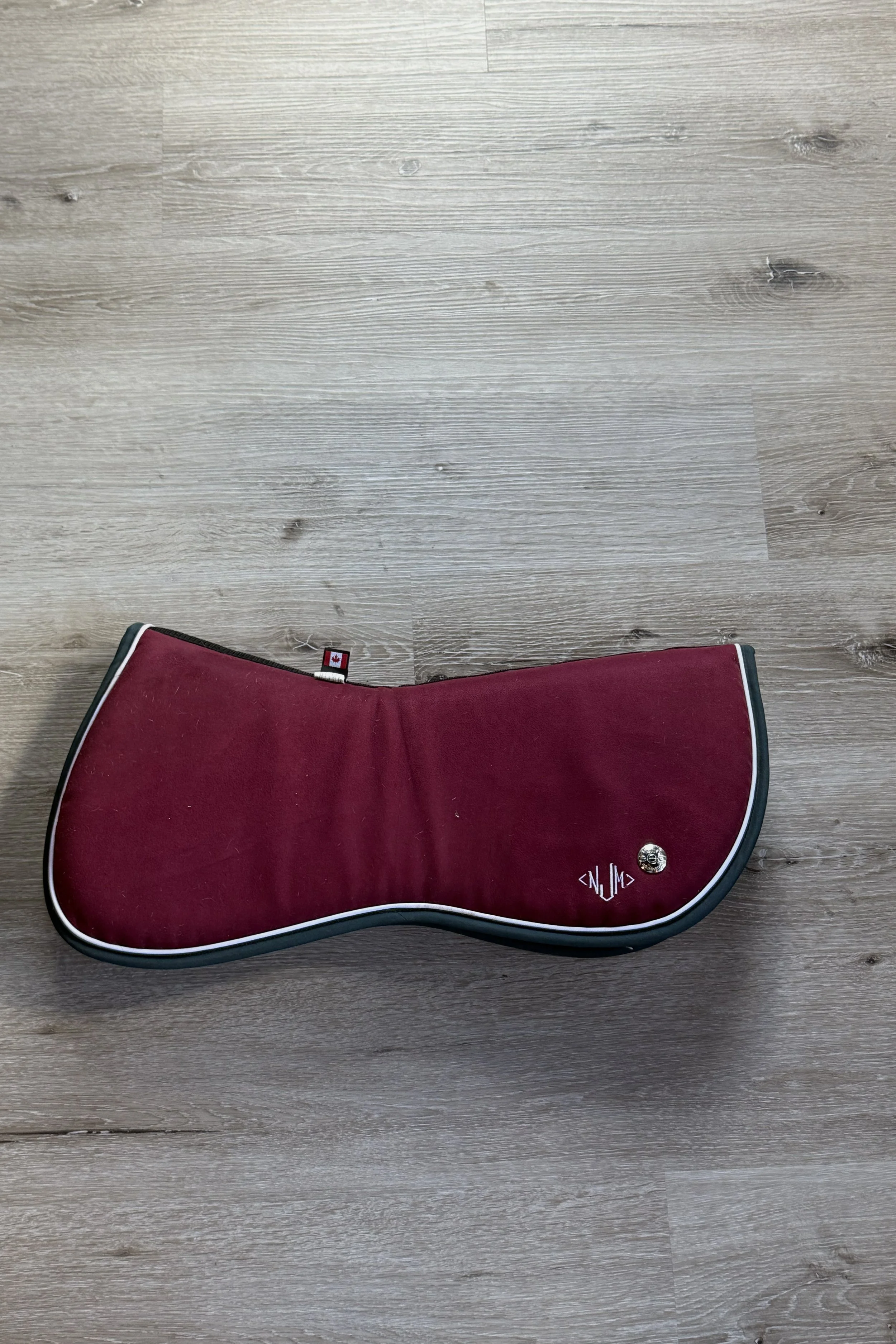 Ogilvy Memory Foam Half Pad In Burgundy W/Black Trim & White Piping - Regular