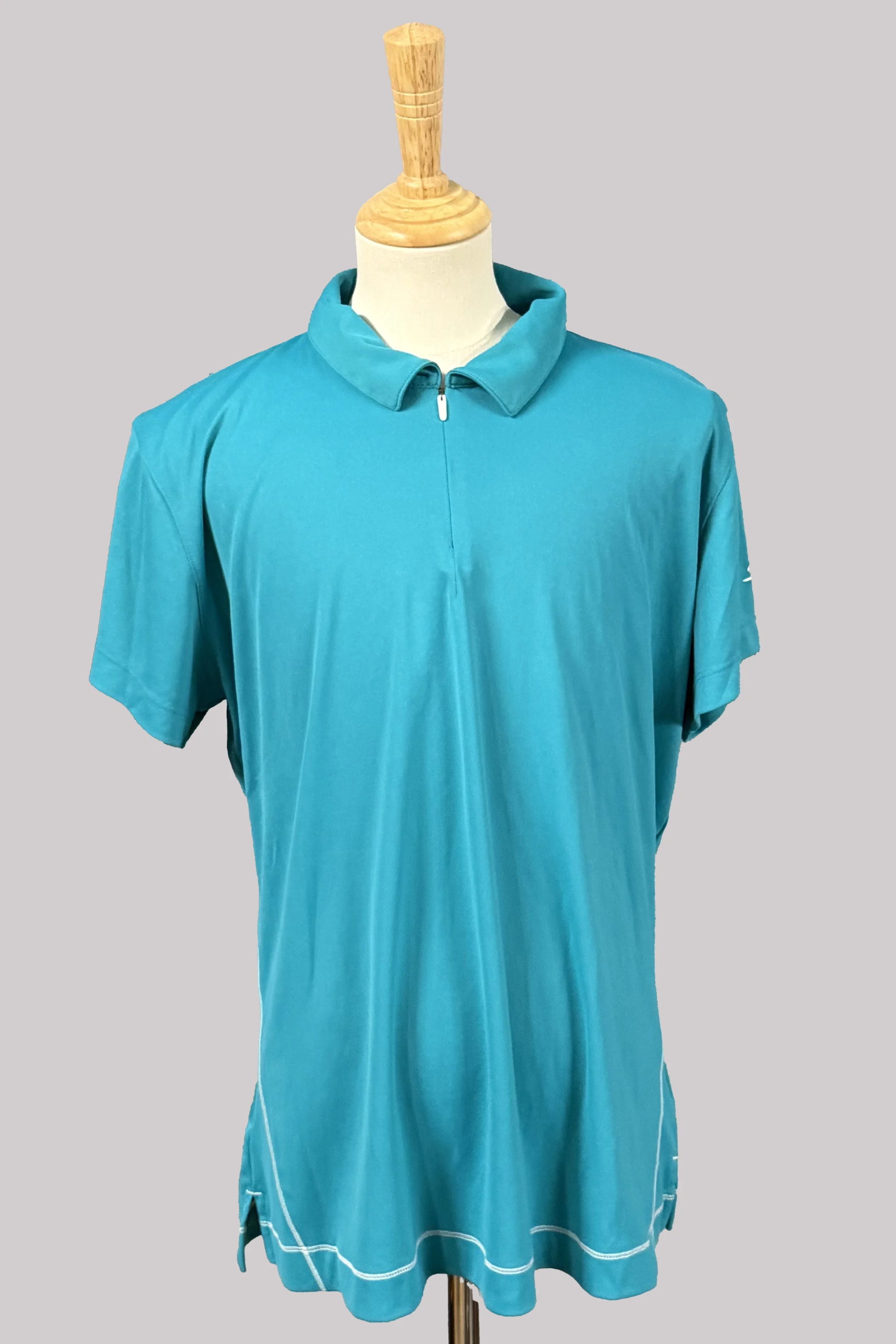 Slazenger Short Sleeve 1/4 Polo In Teal - Large