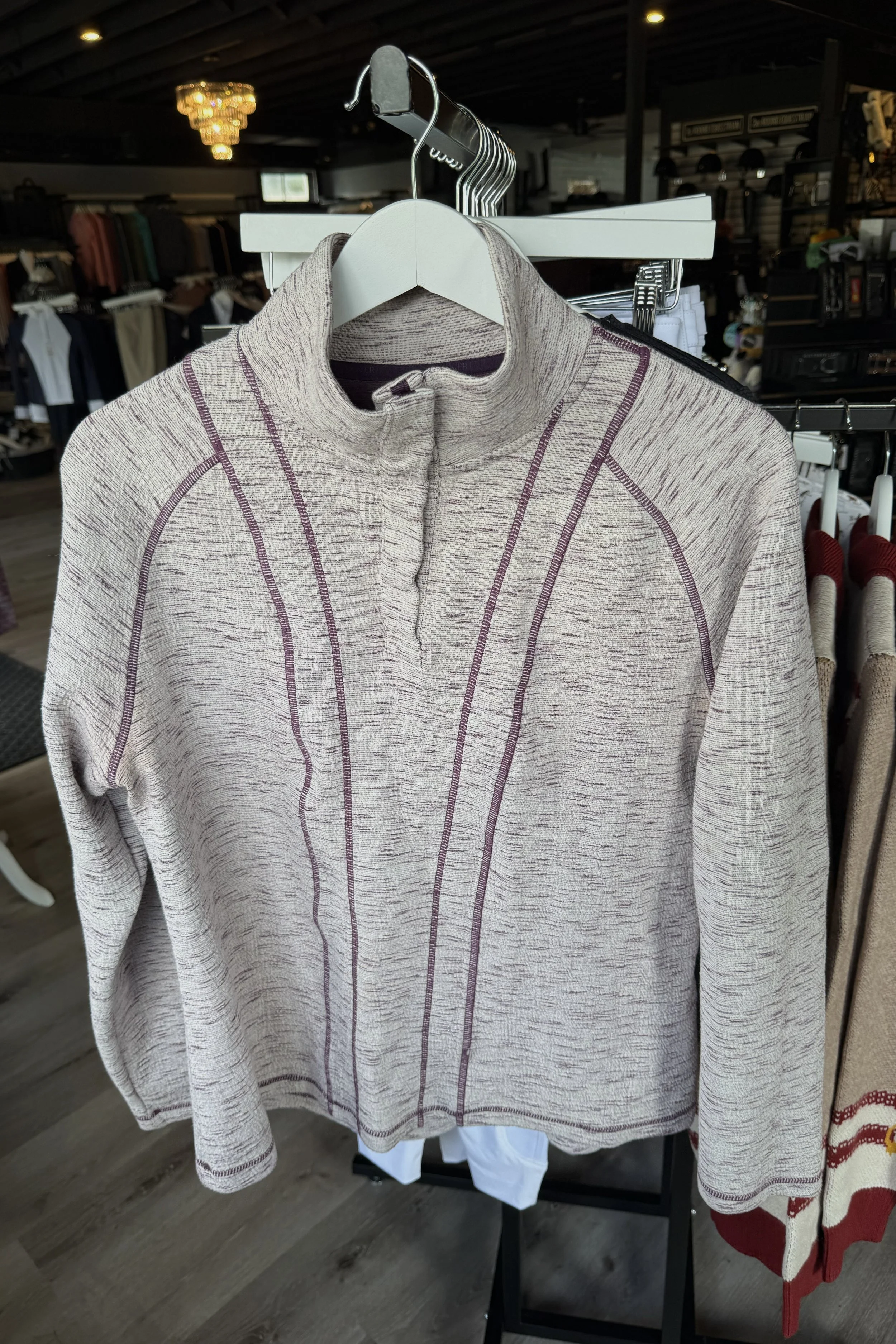 Dover Textured Mock Neck In Purple - Large