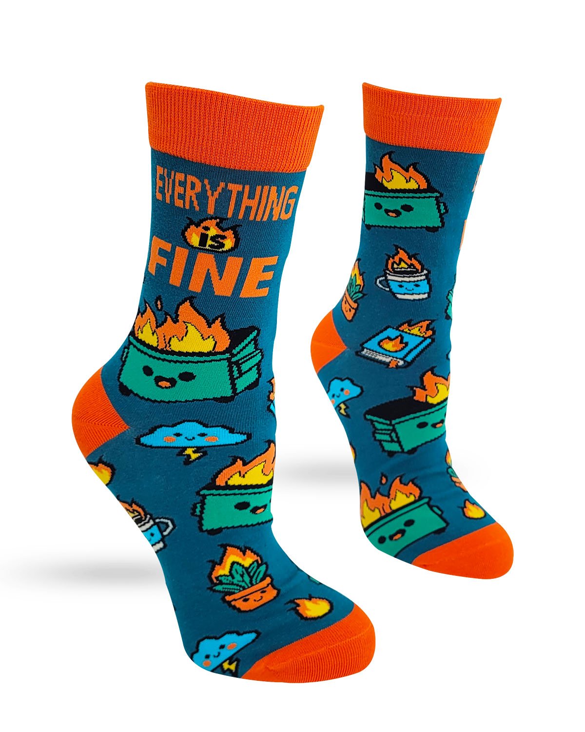 Fabdaz Everything Is Fine Dumpster Fire Women Crew Socks