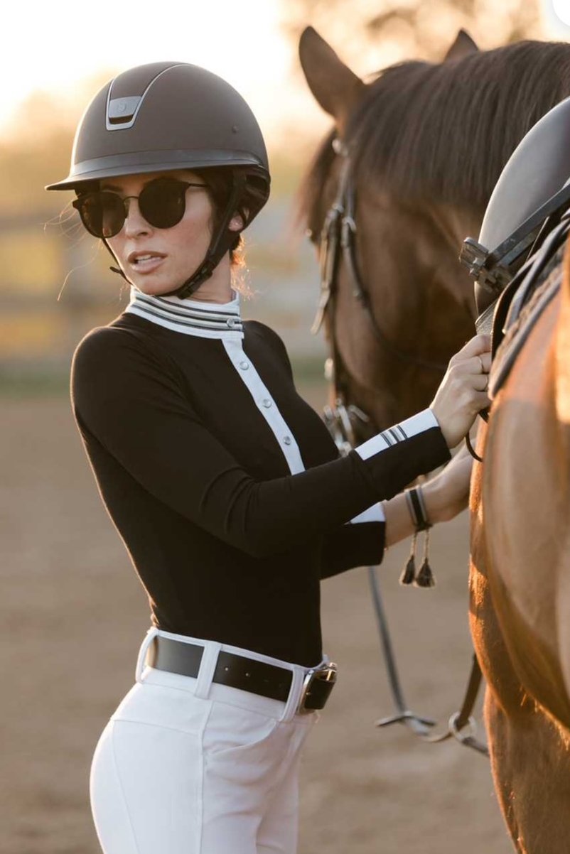 Street and Saddle Milton Menasco | Gimme Ribbon Equestrian Top In Boot Black - 2nd Round Equestrian